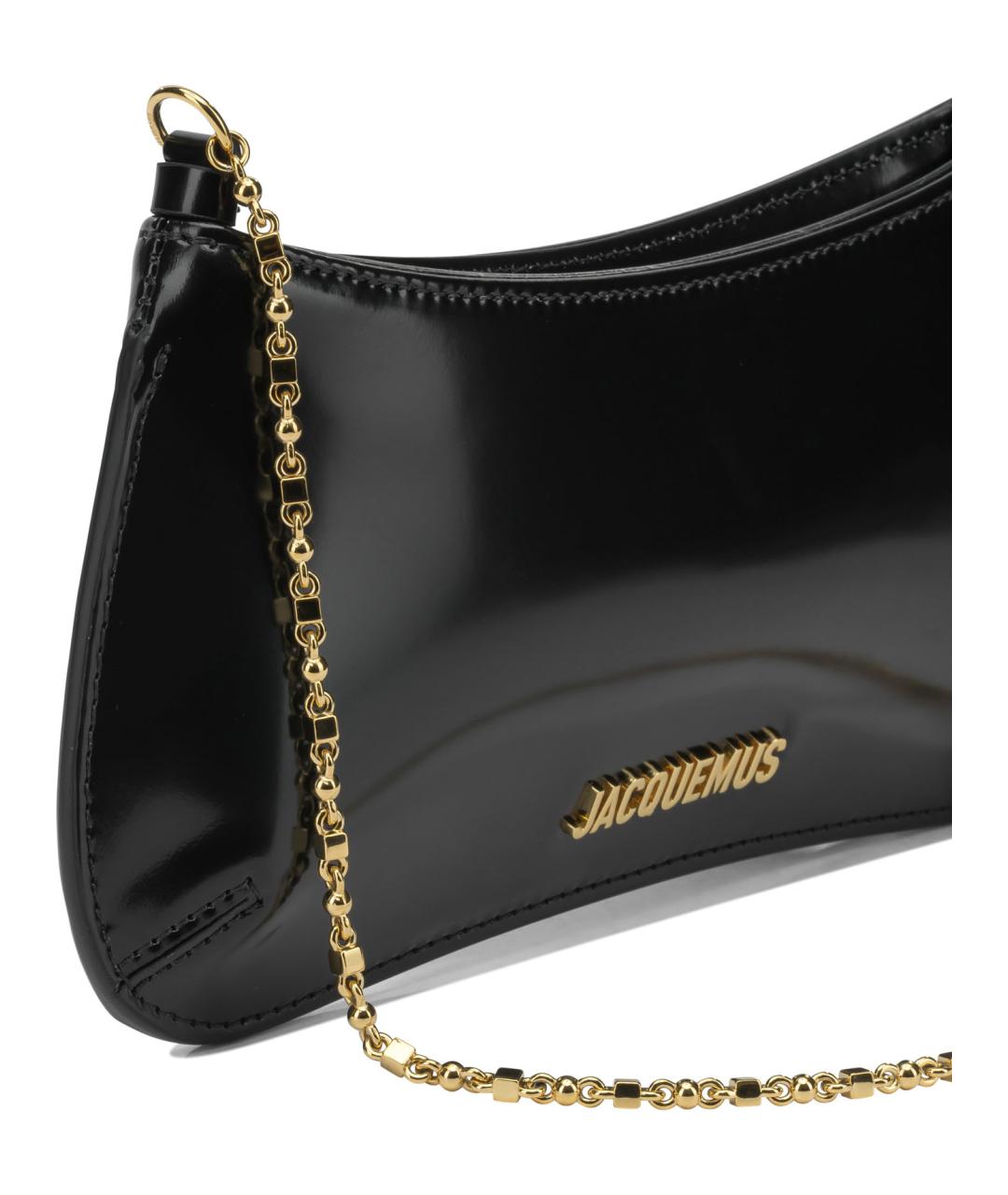 JACQUEMUS Черная кожаная сумка через плечо, фото 4