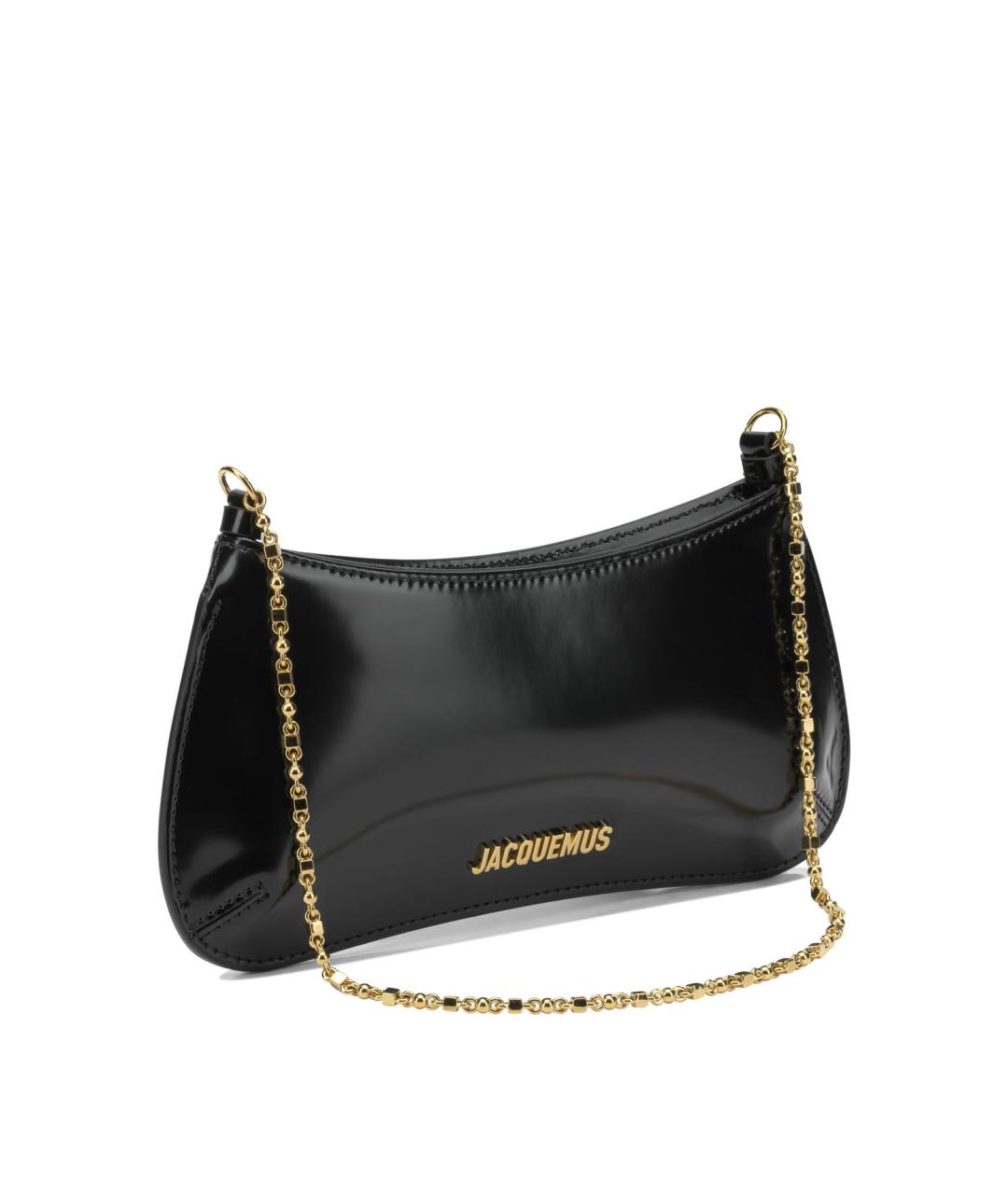 JACQUEMUS Черная кожаная сумка через плечо, фото 2