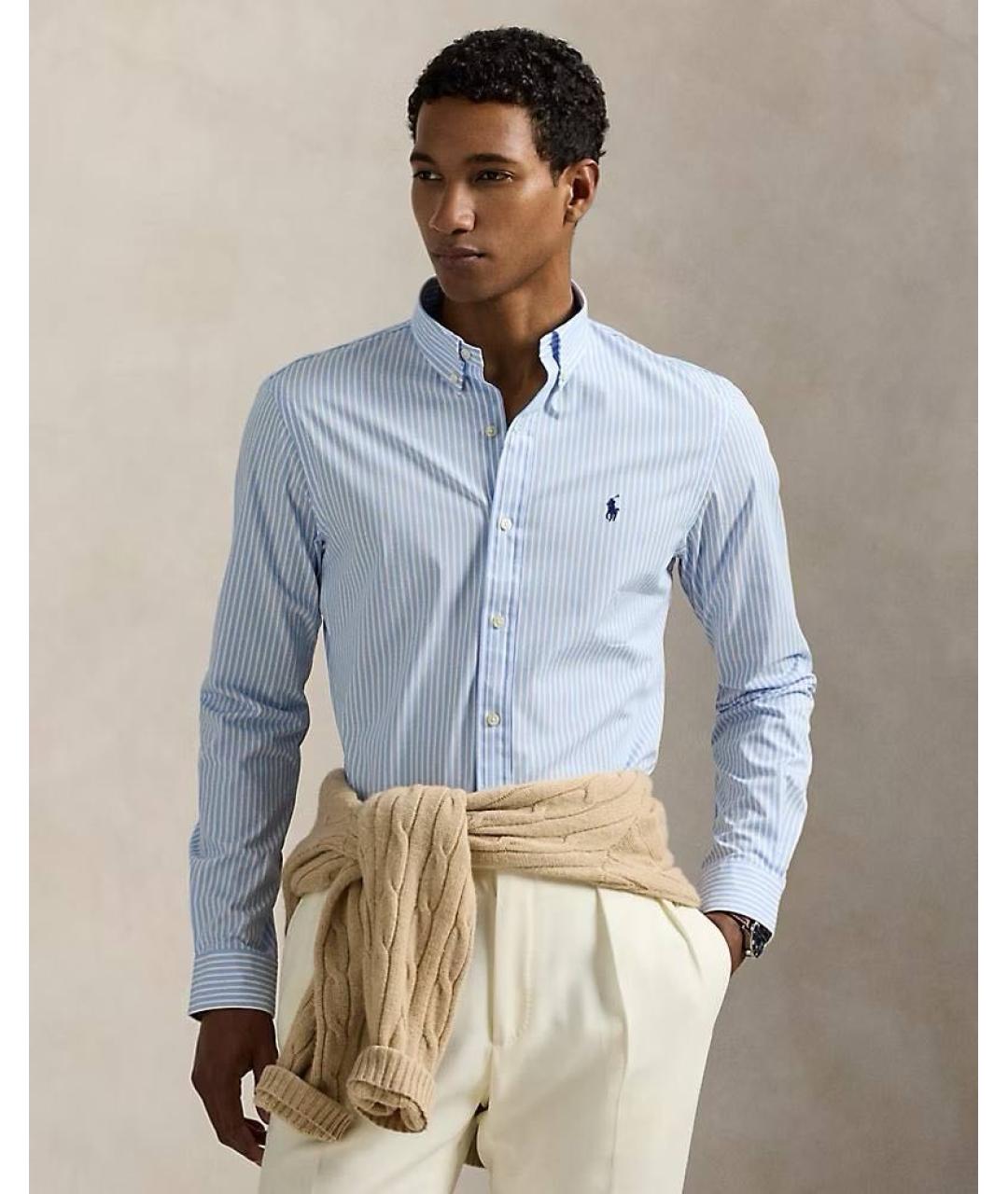 POLO RALPH LAUREN Голубая хлопковая классическая рубашка, фото 6