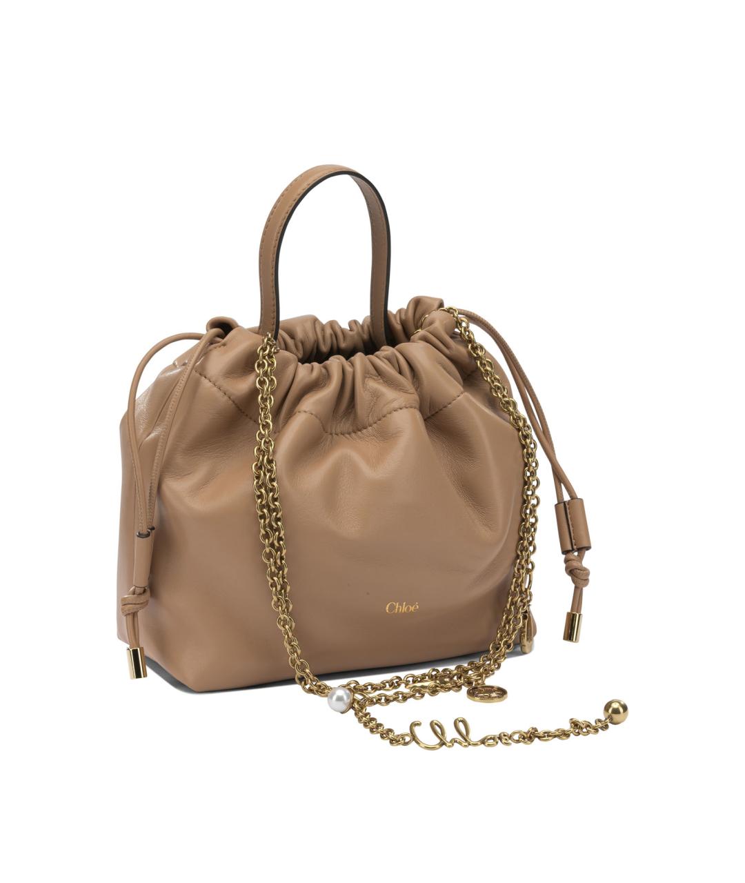 CHLOE Бежевая кожаная сумка через плечо, фото 2