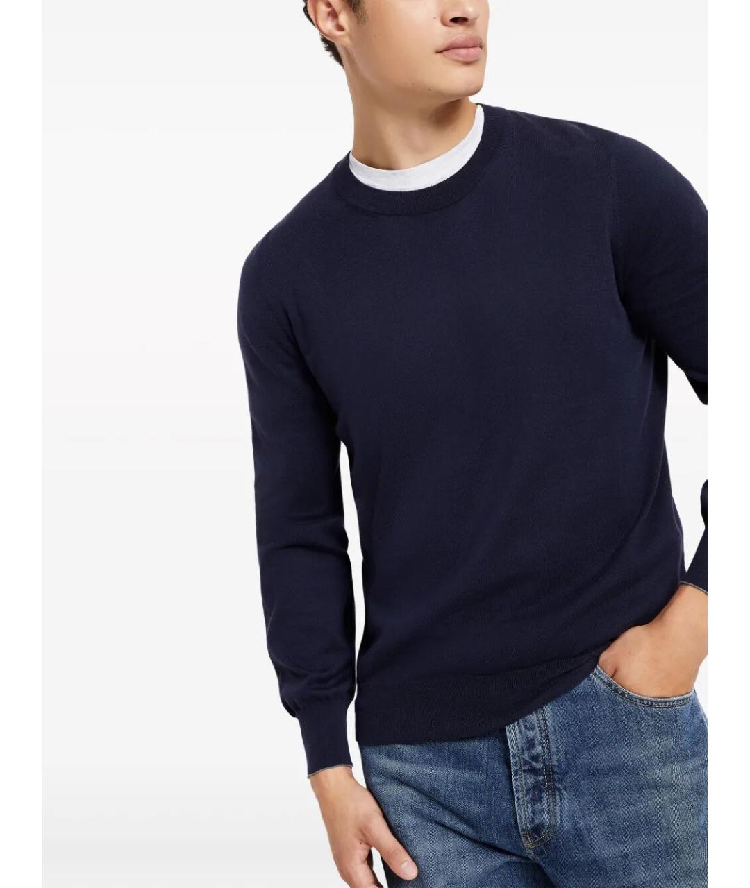 BRUNELLO CUCINELLI Синий хлопковый джемпер / свитер, фото 4