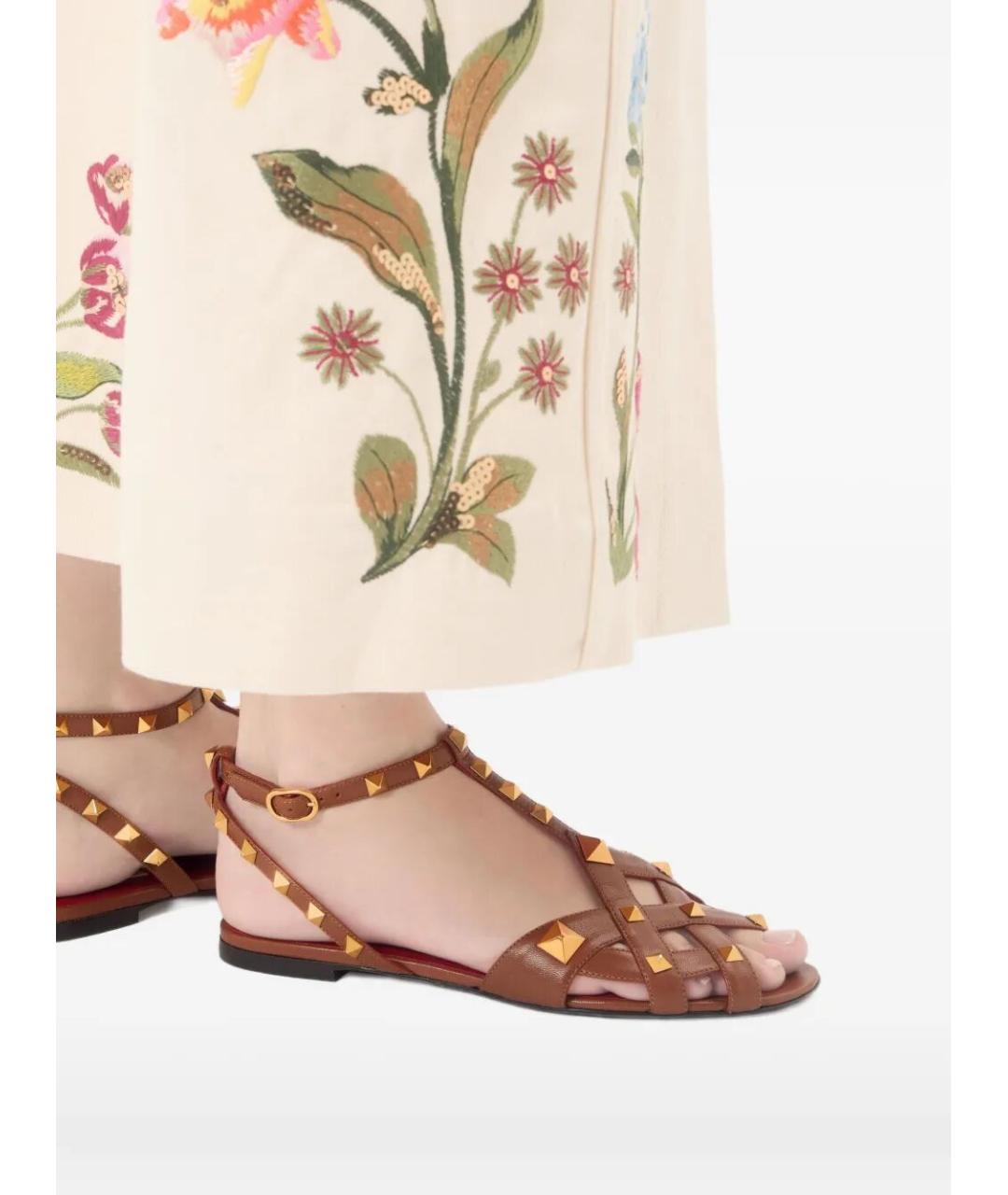 VALENTINO Коричневые кожаные сандалии, фото 2