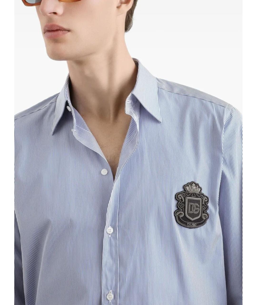 DOLCE&GABBANA Синяя хлопковая кэжуал рубашка, фото 2