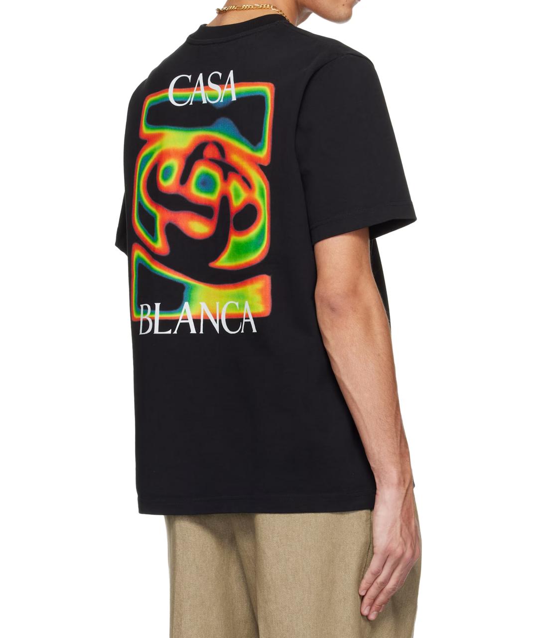 CASABLANCA Черная хлопковая футболка, фото 3