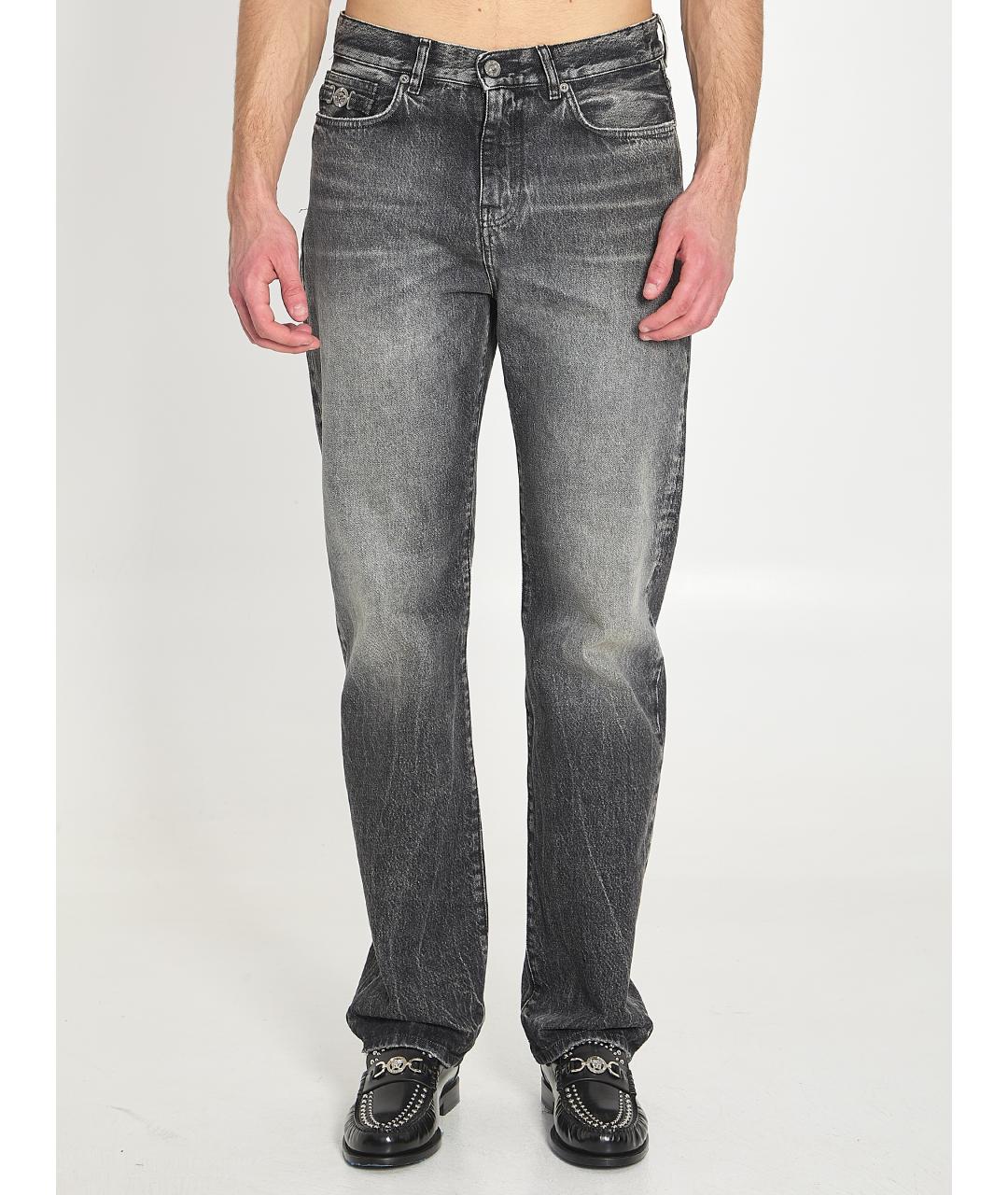 VERSACE Серые хлопковые прямые джинсы, фото 6