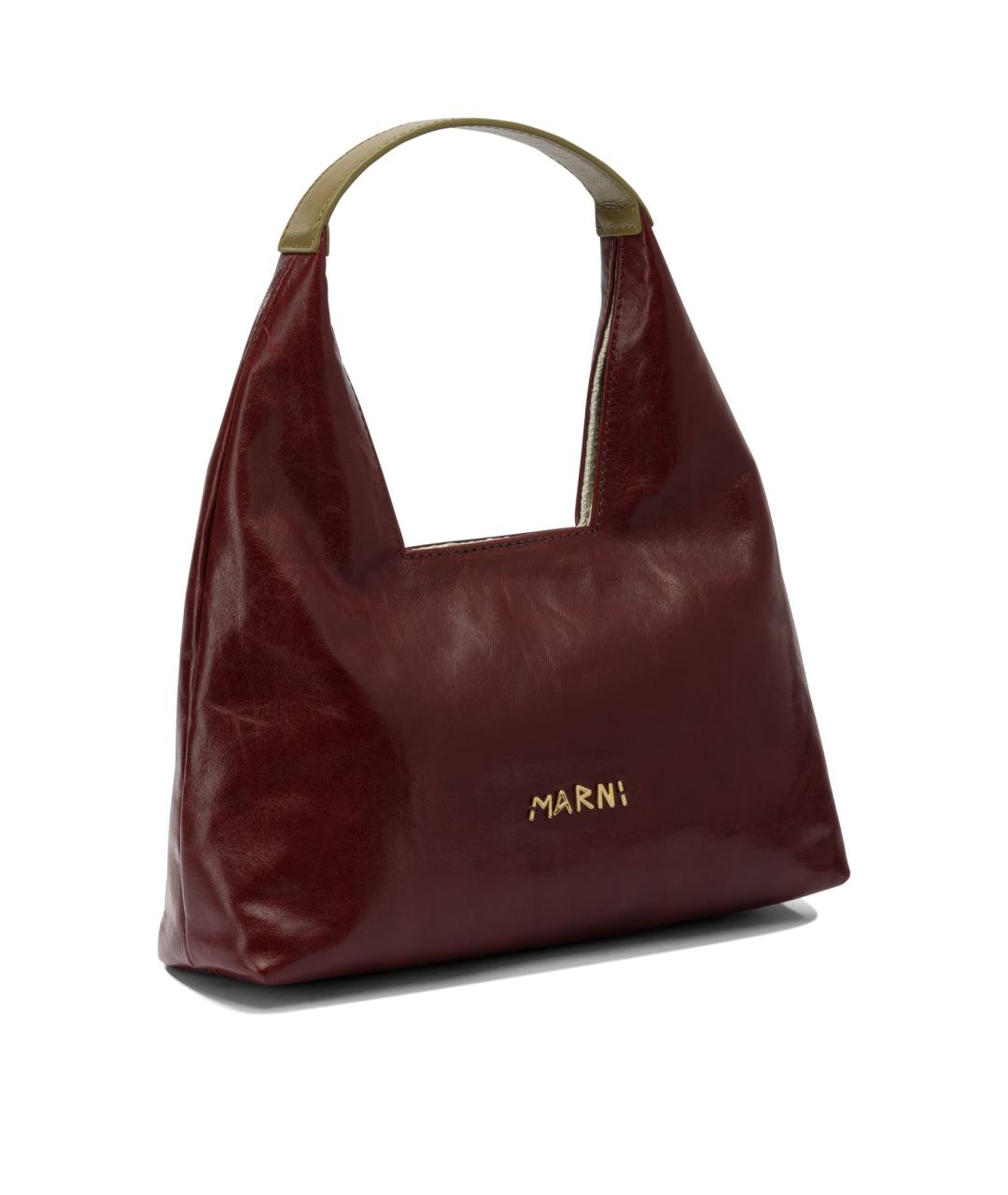 MARNI Бордовая кожаная сумка через плечо, фото 2