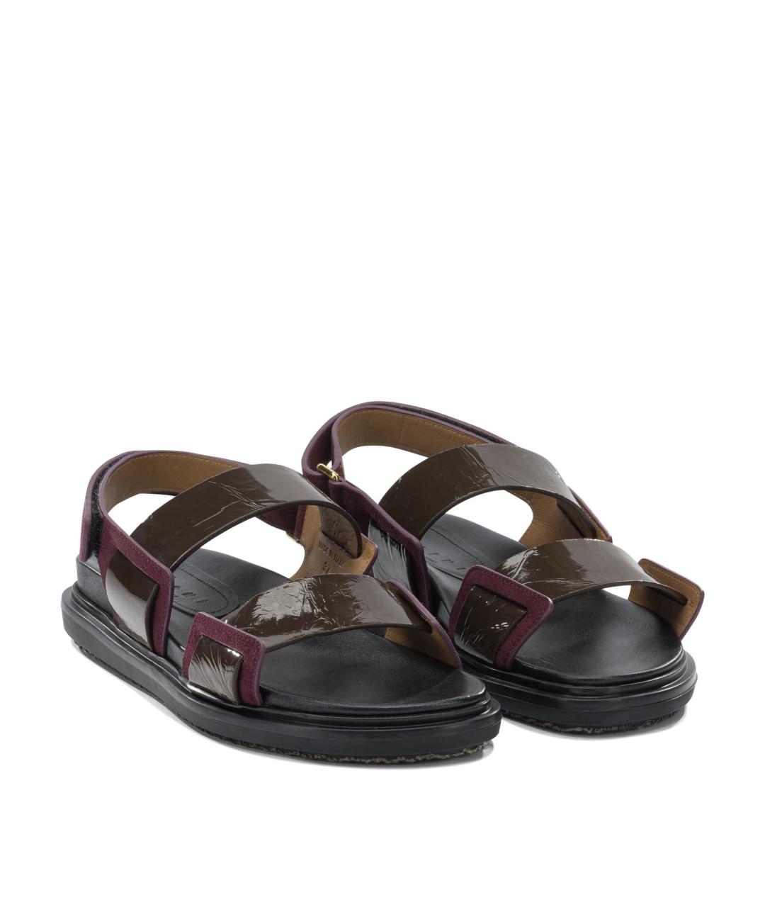 MARNI Бордовые кожаные сандалии, фото 2