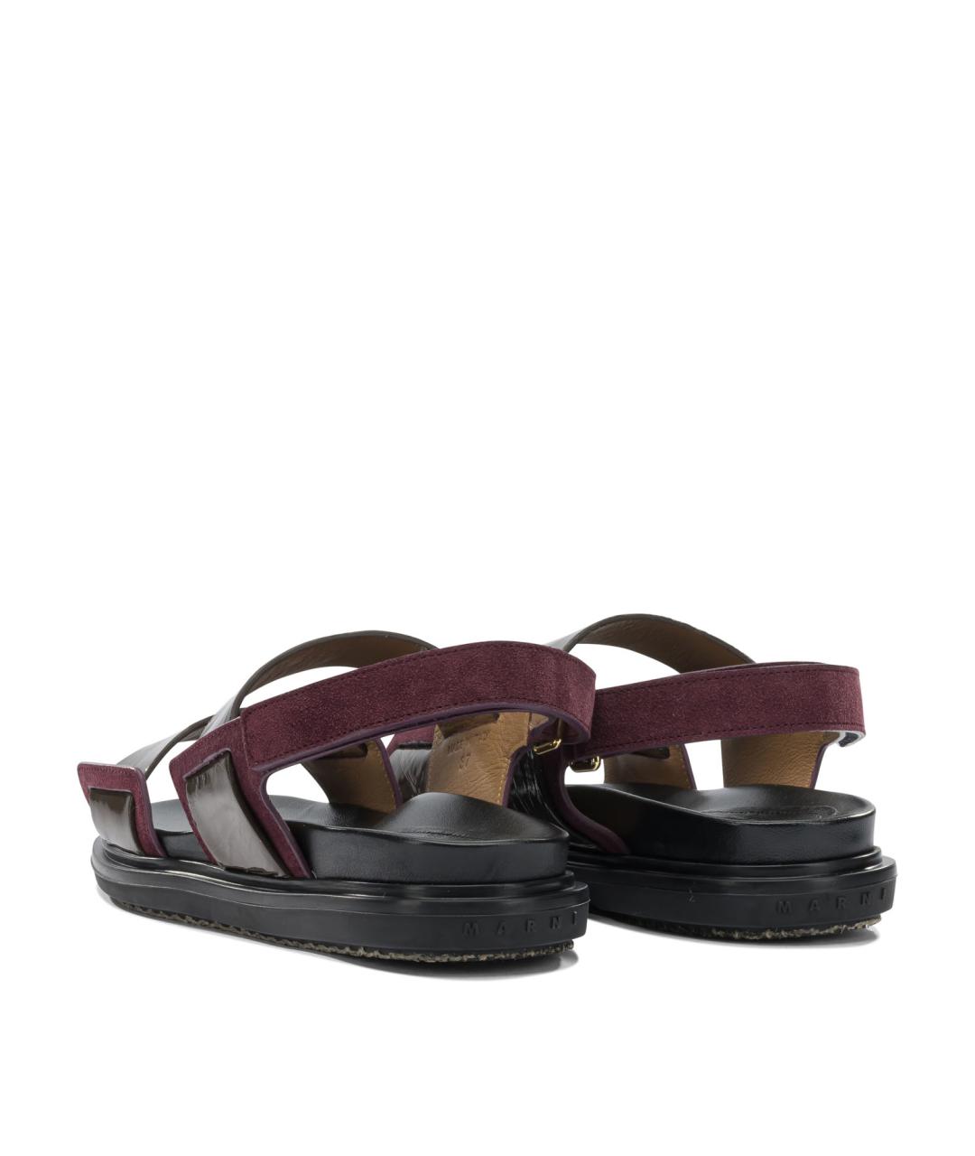 MARNI Бордовые кожаные сандалии, фото 4
