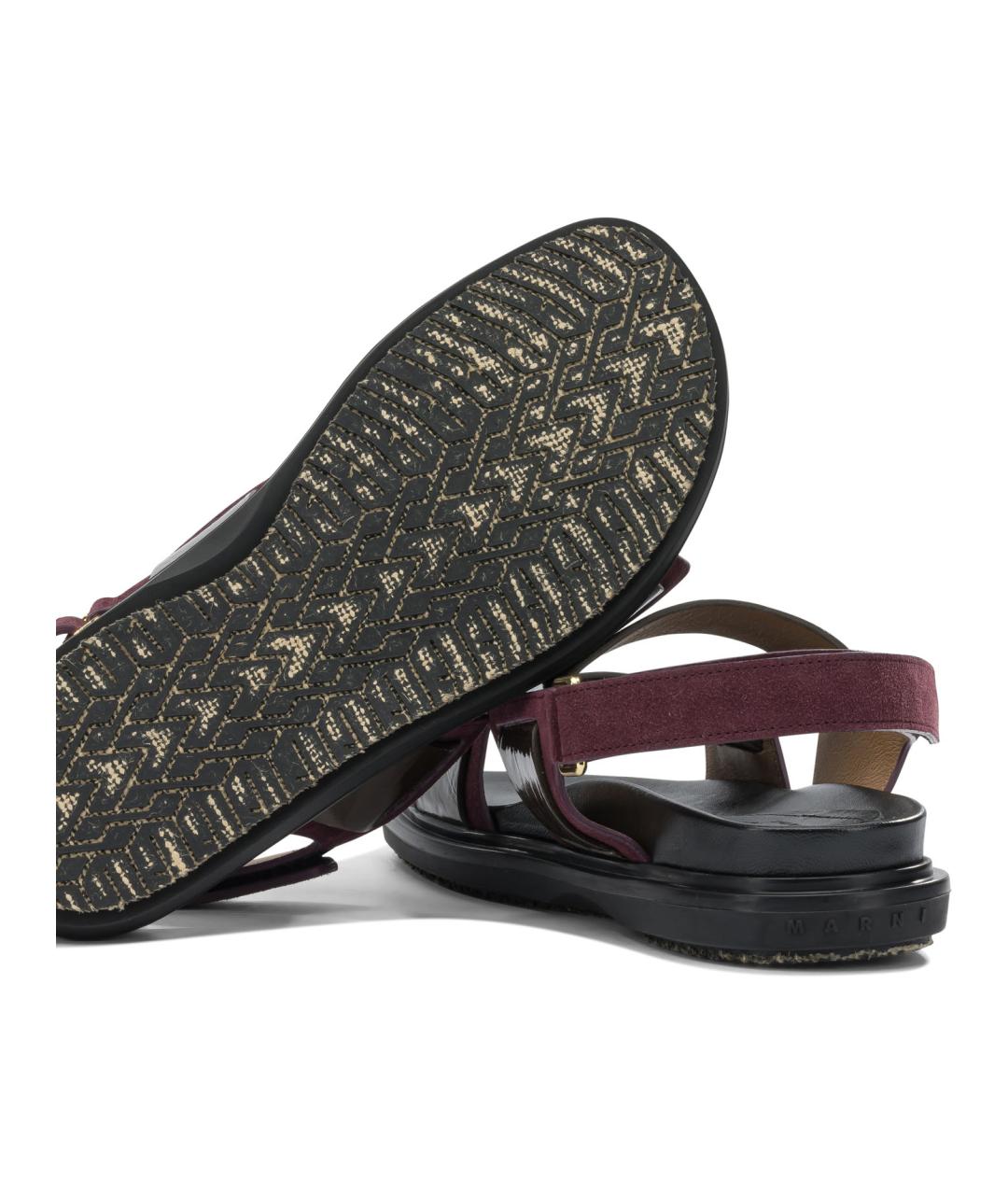 MARNI Бордовые кожаные сандалии, фото 5