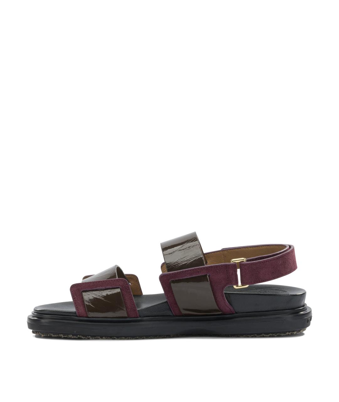 MARNI Бордовые кожаные сандалии, фото 3