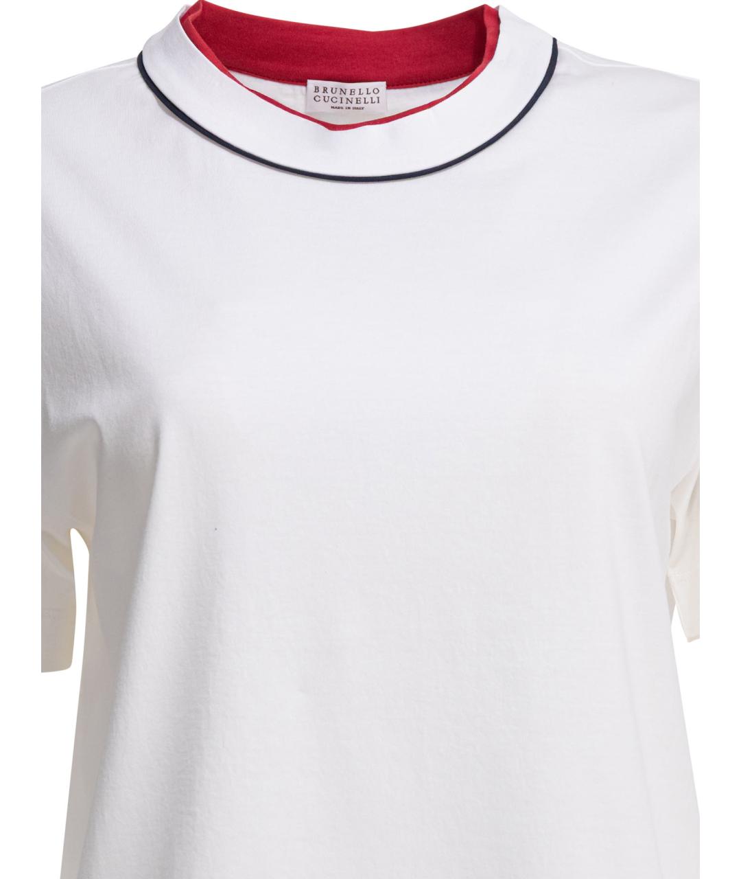 BRUNELLO CUCINELLI Белая хлопковая футболка, фото 3