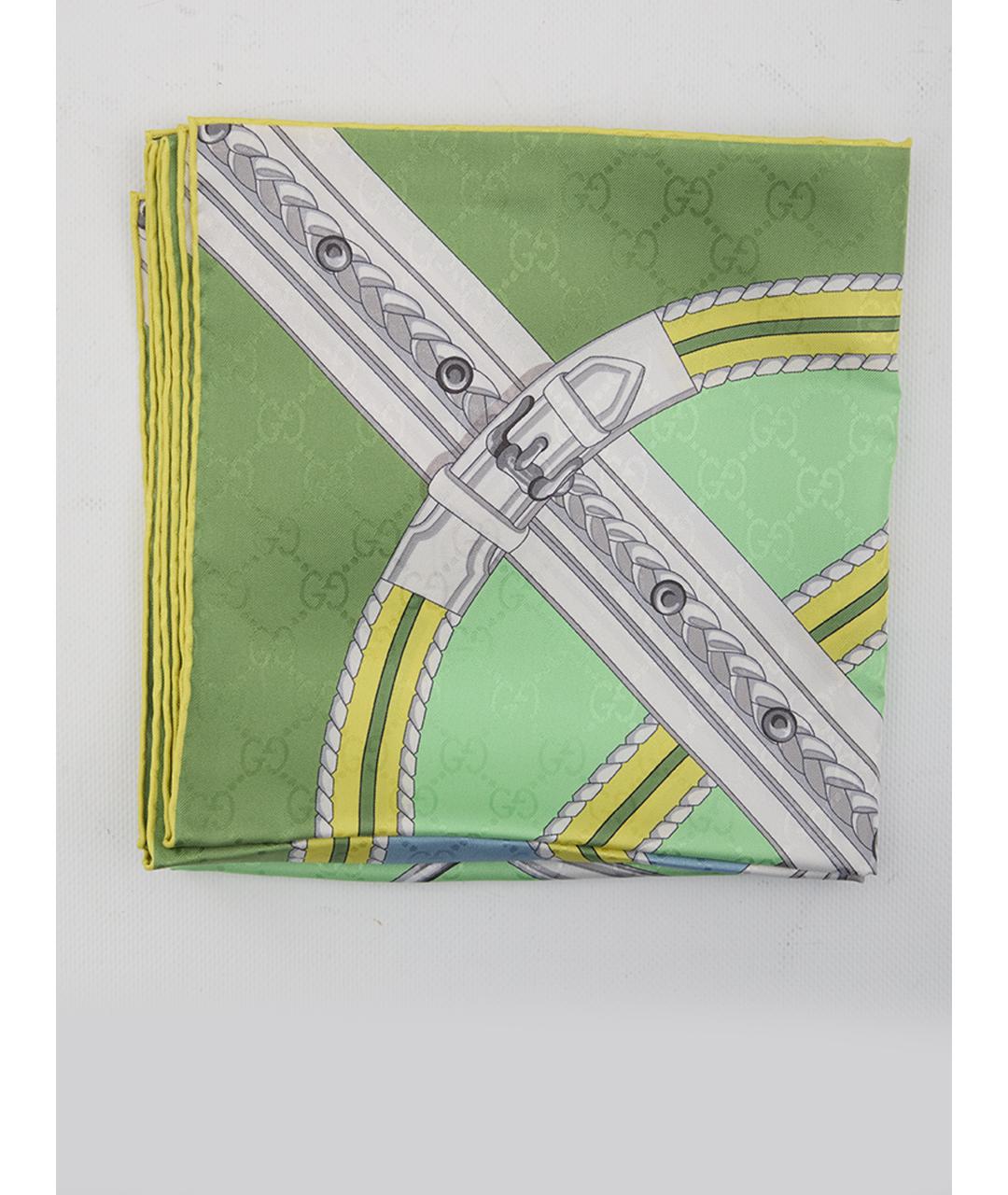 GUCCI Зеленый шелковый шарф, фото 3
