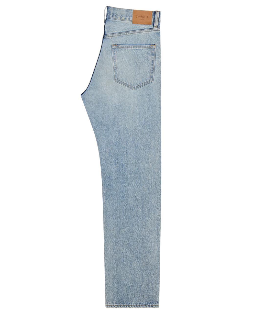 SAINT LAURENT Голубые хлопковые прямые джинсы, фото 2