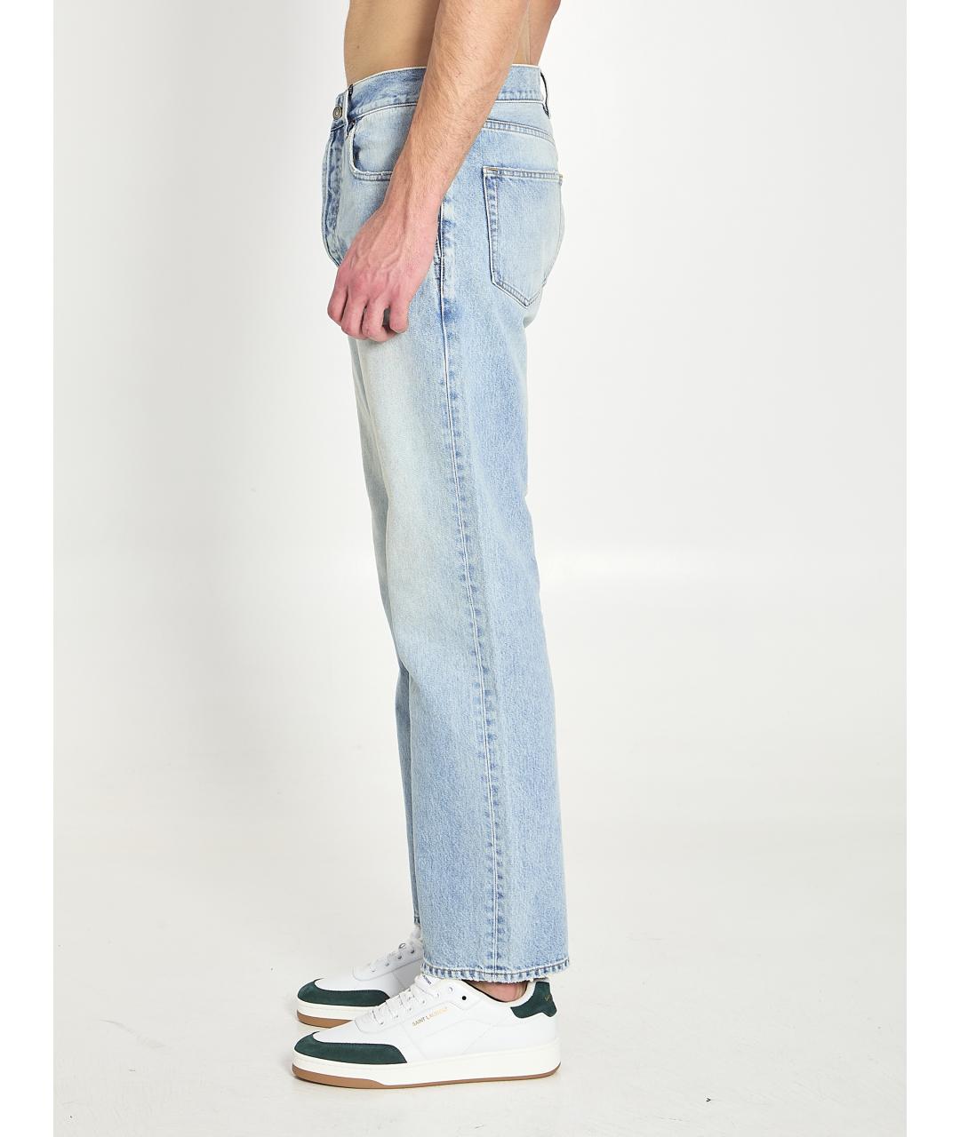 SAINT LAURENT Голубые хлопковые прямые джинсы, фото 3