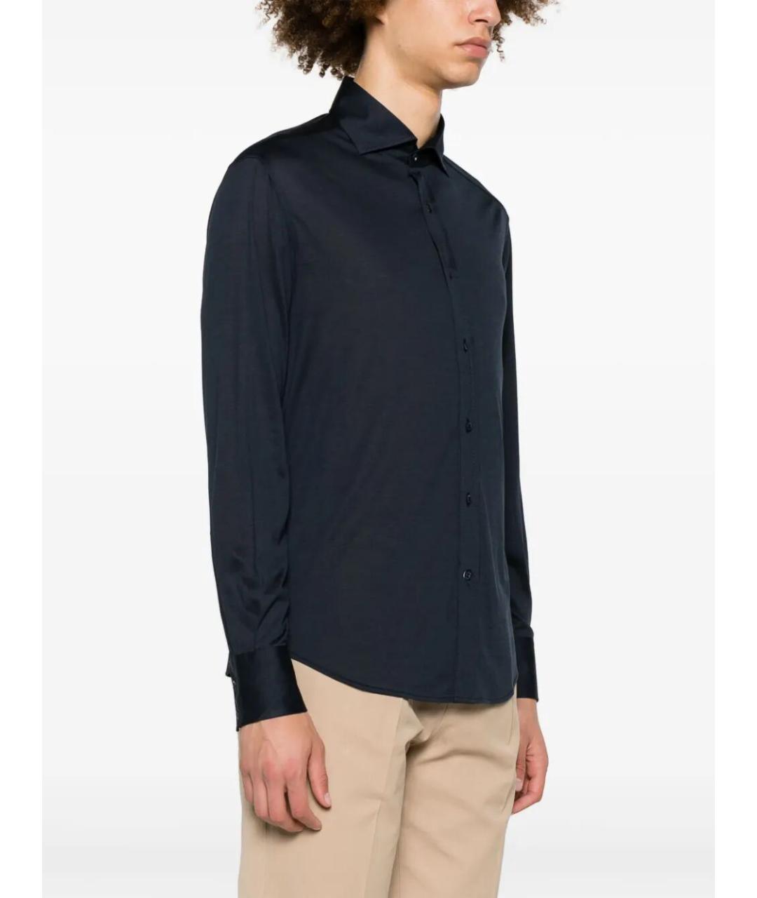 BRUNELLO CUCINELLI Синяя хлопковая кэжуал рубашка, фото 4