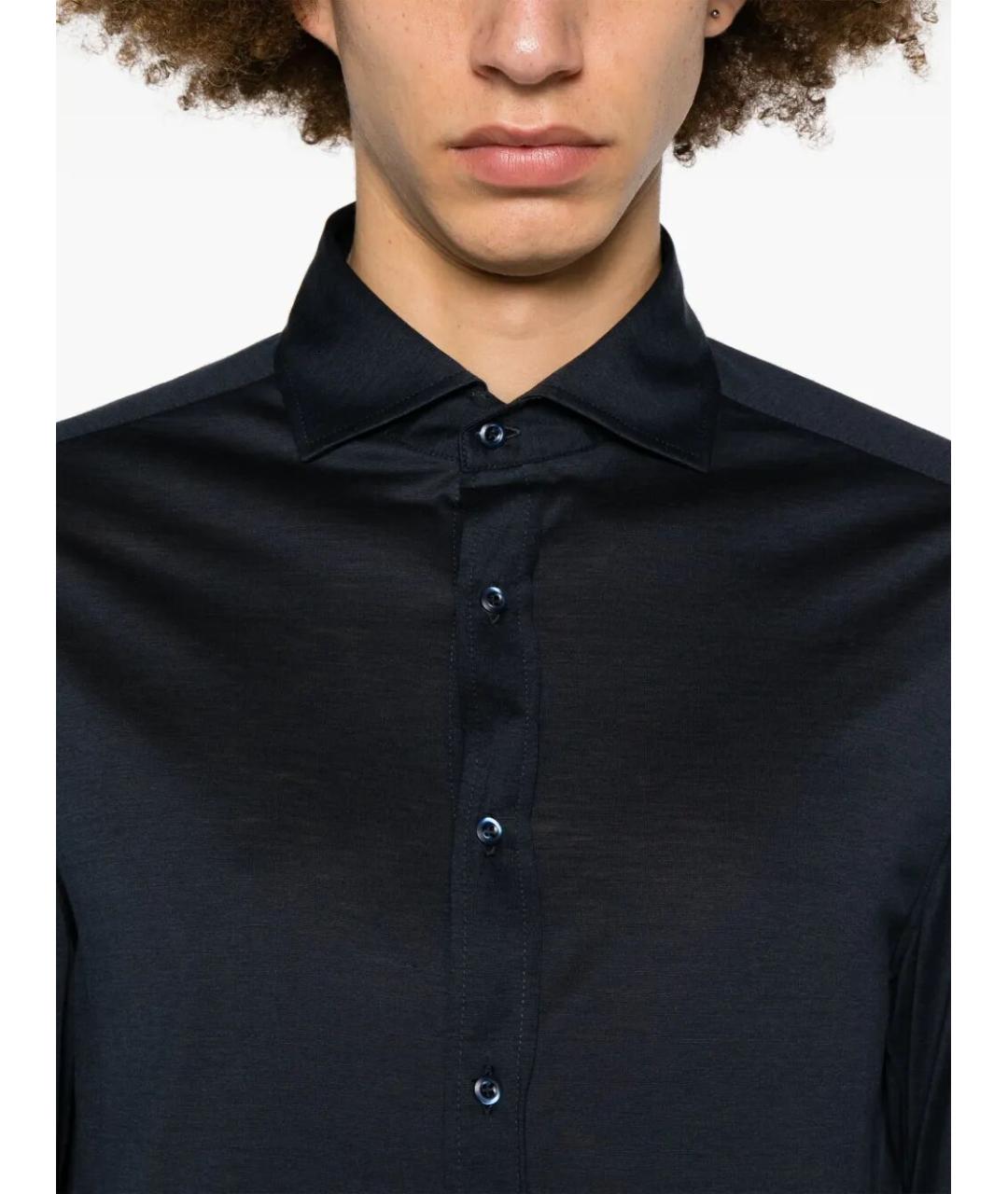 BRUNELLO CUCINELLI Синяя хлопковая кэжуал рубашка, фото 5