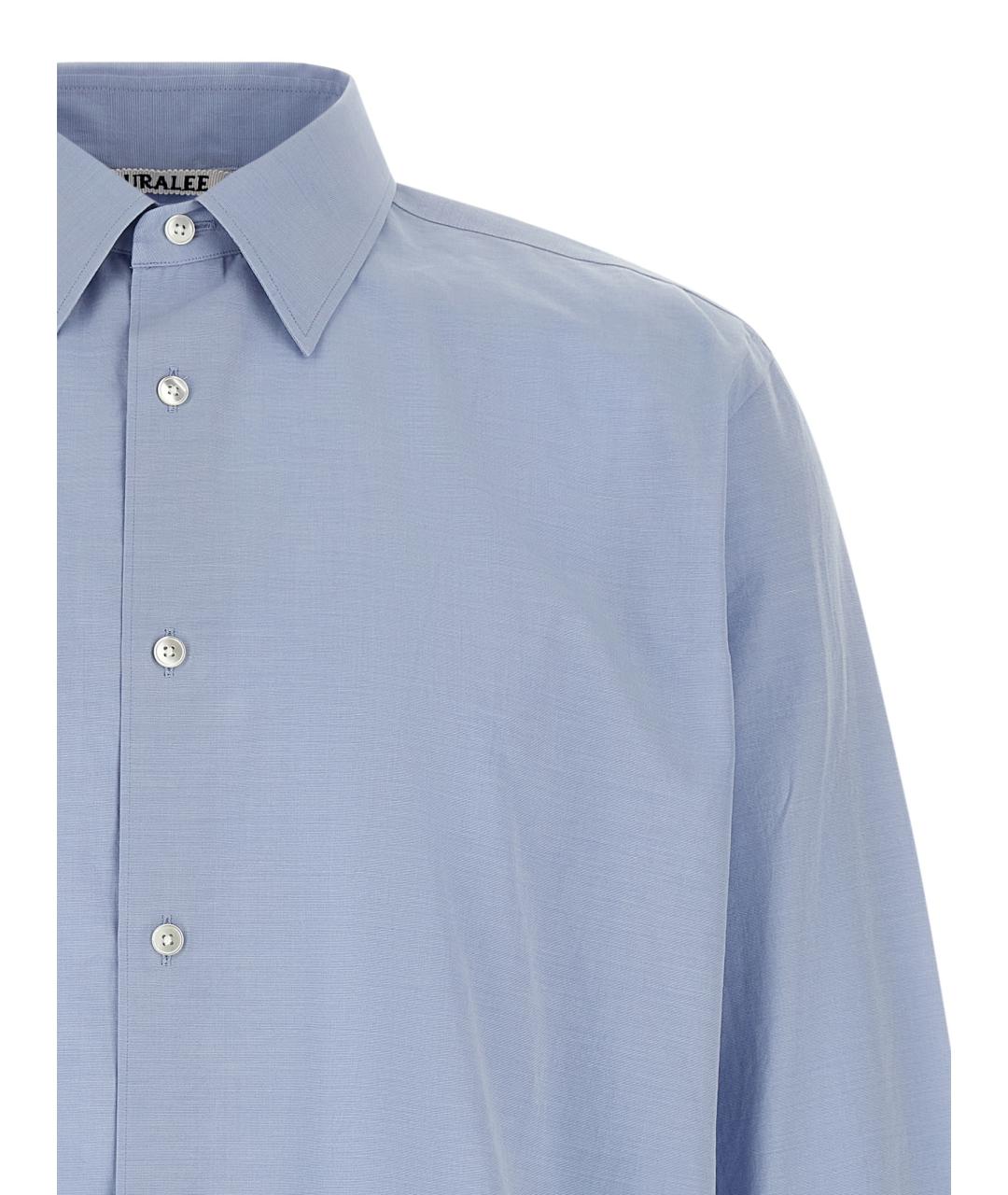 AURALEE Голубая хлопковая классическая рубашка, фото 3
