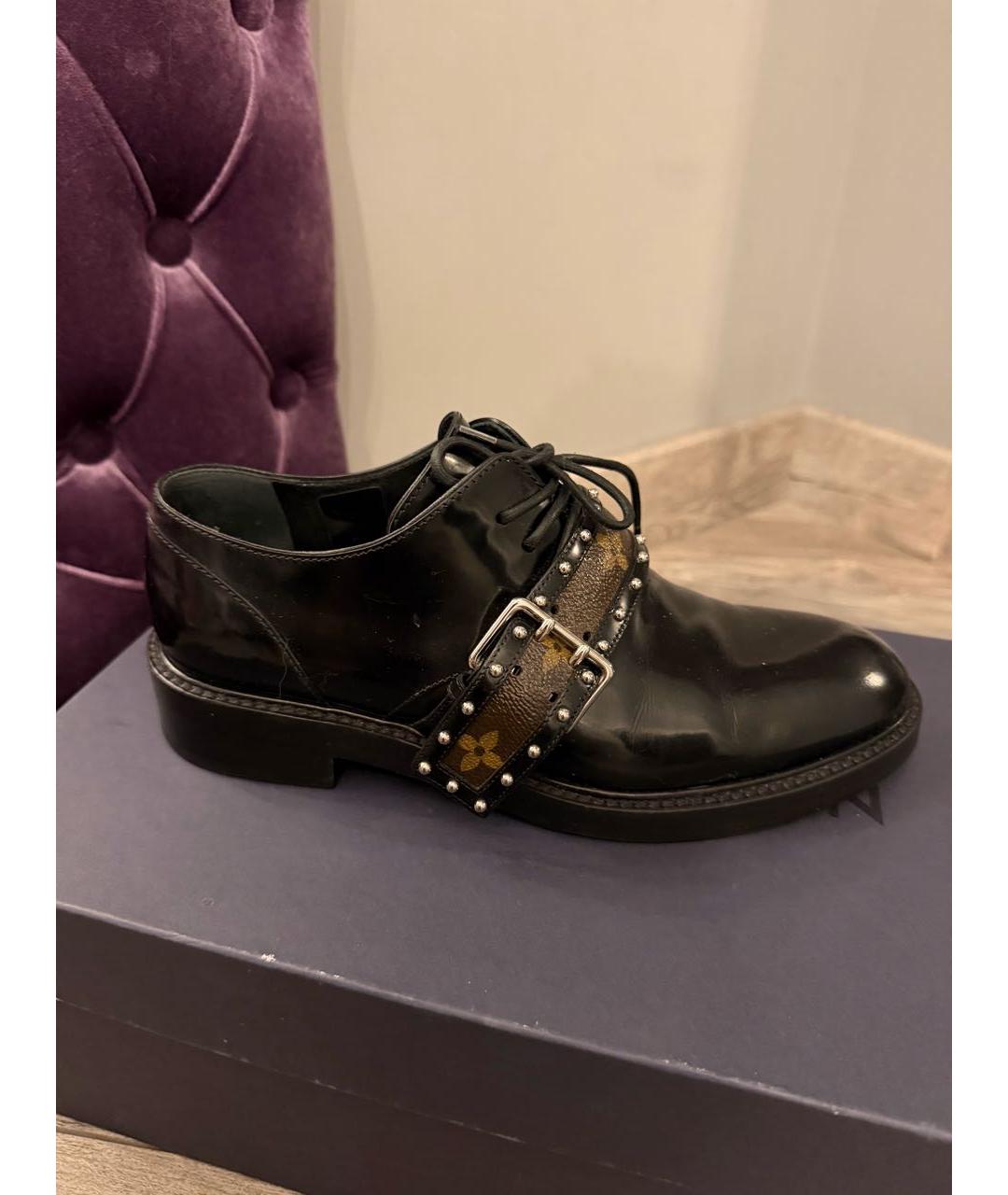 LOUIS VUITTON Черные кожаные брогги и оксфорды, фото 7