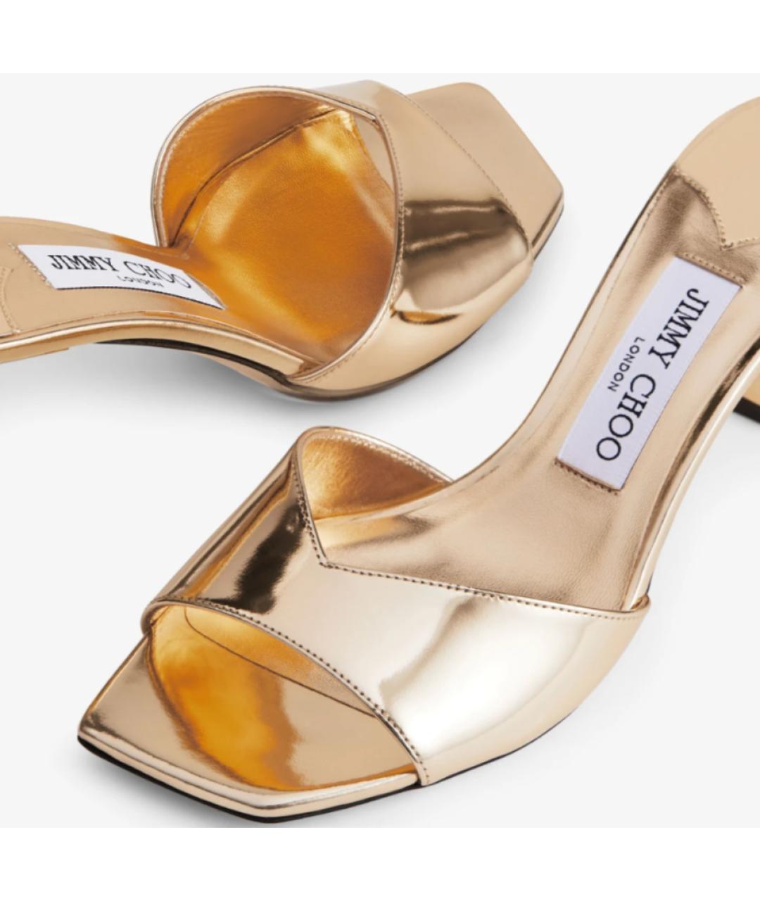 JIMMY CHOO Золотые мюли из лакированной кожи, фото 3
