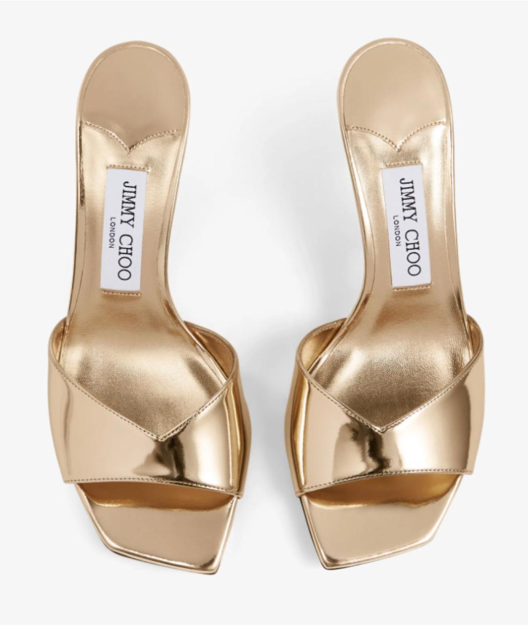 JIMMY CHOO Золотые мюли из лакированной кожи, фото 4