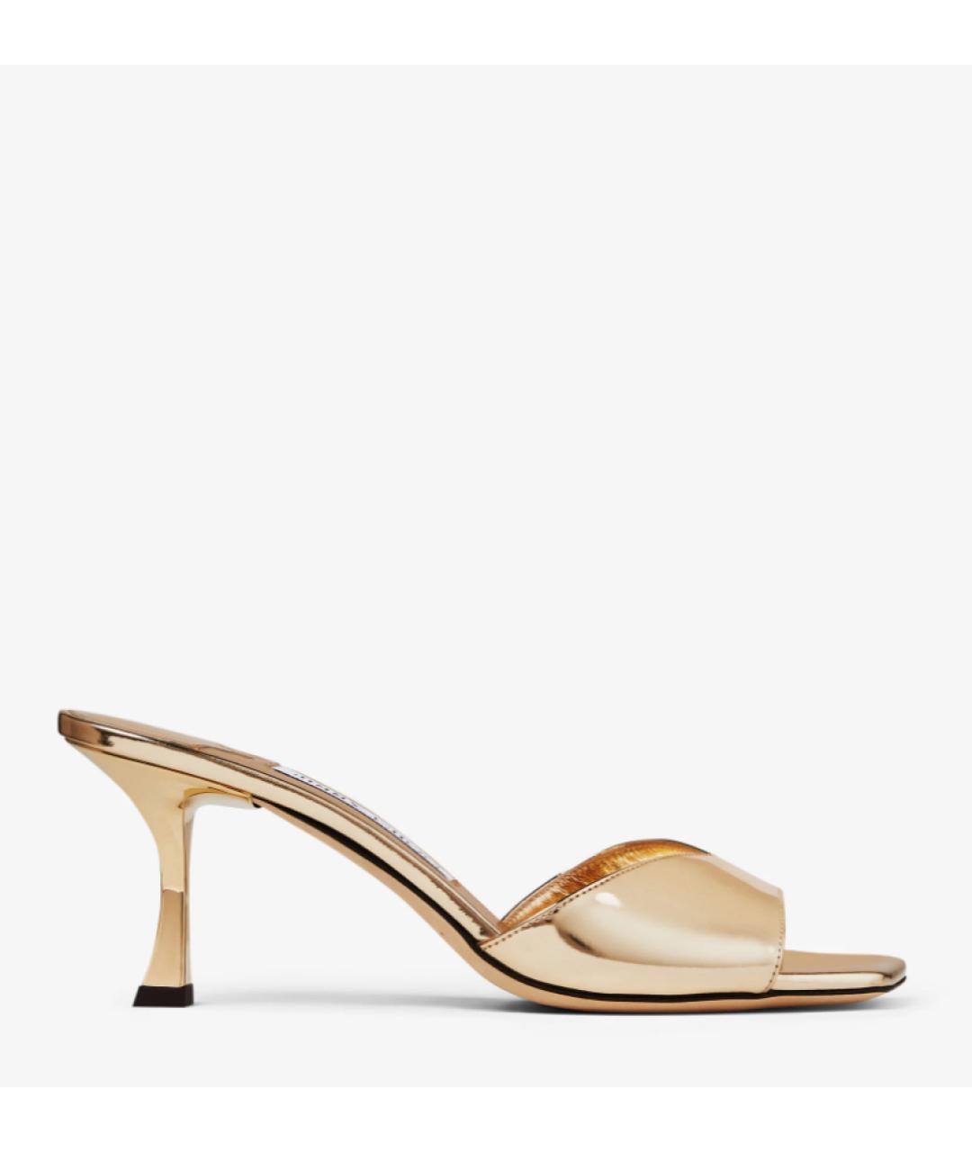 JIMMY CHOO Золотые мюли из лакированной кожи, фото 6