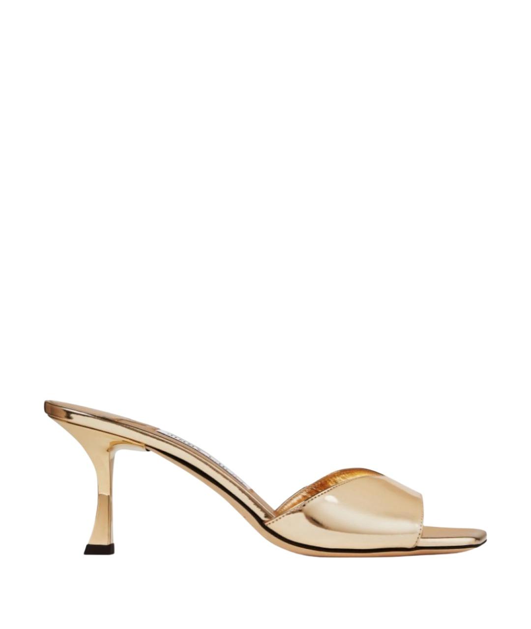 JIMMY CHOO Золотые мюли из лакированной кожи, фото 1