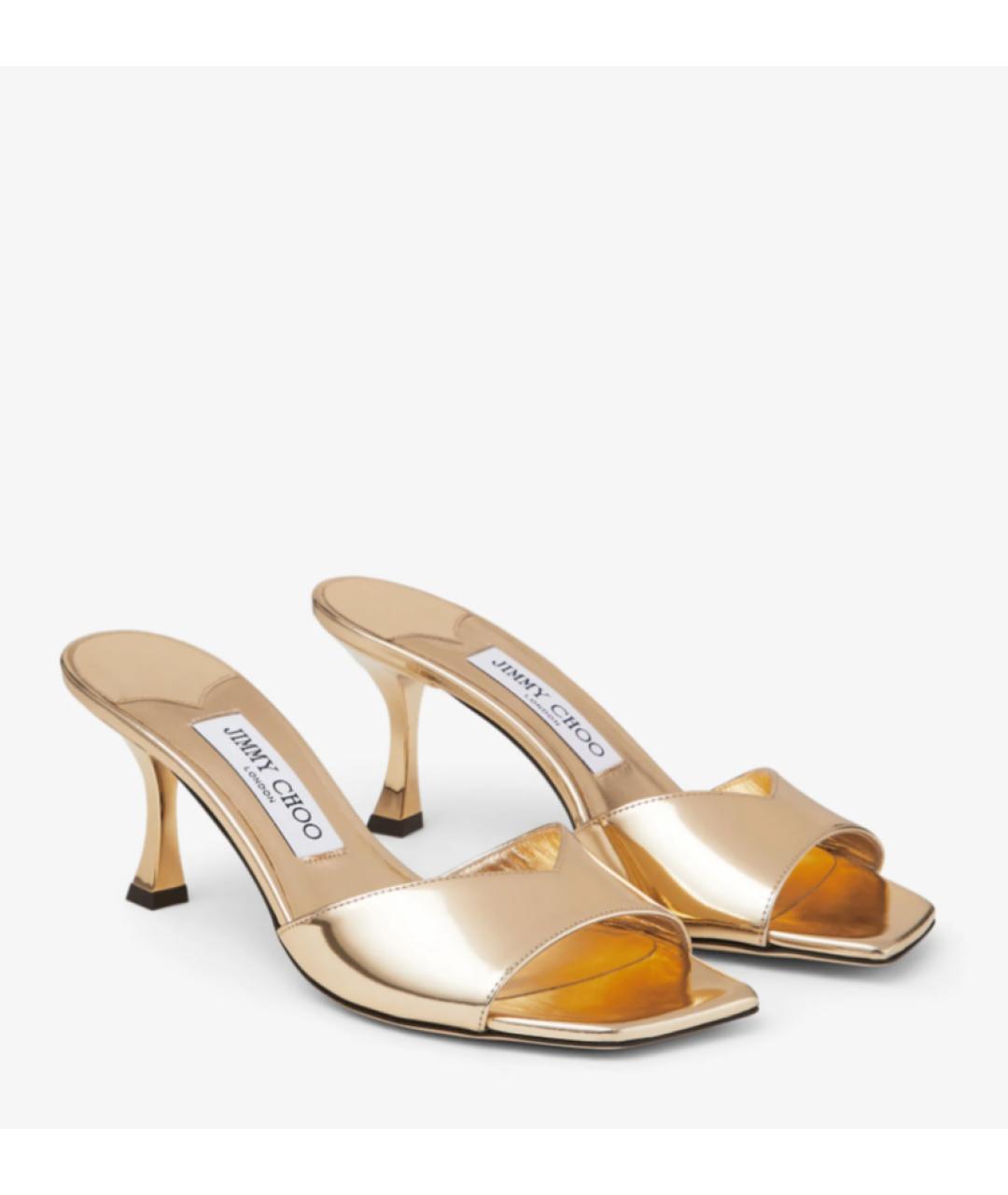 JIMMY CHOO Золотые мюли из лакированной кожи, фото 2
