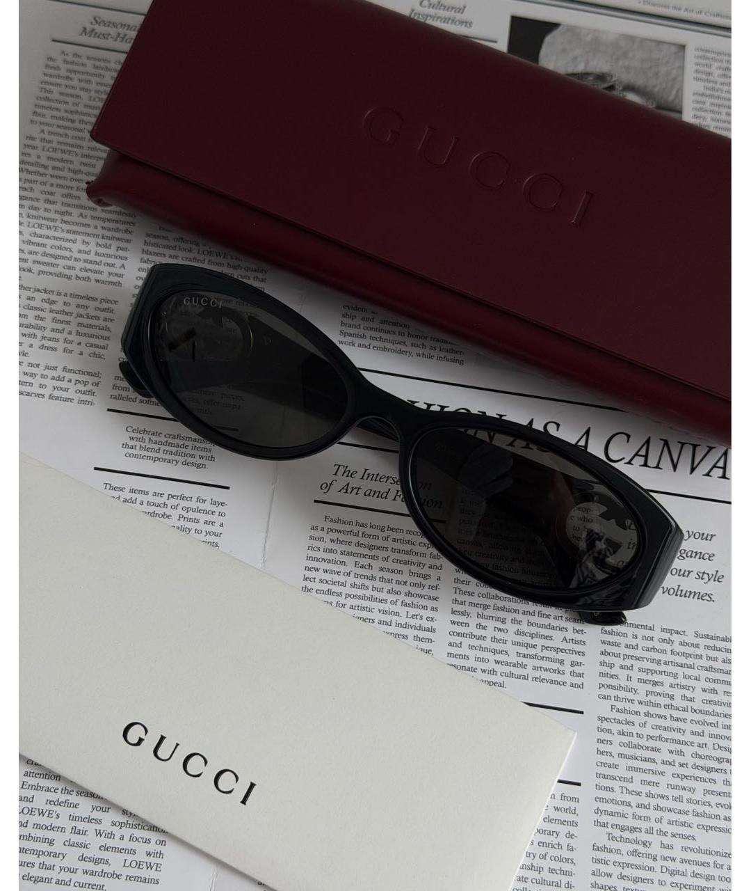 GUCCI Черные пластиковые солнцезащитные очки, фото 2