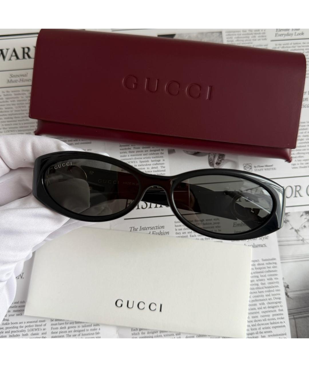 GUCCI Черные пластиковые солнцезащитные очки, фото 7