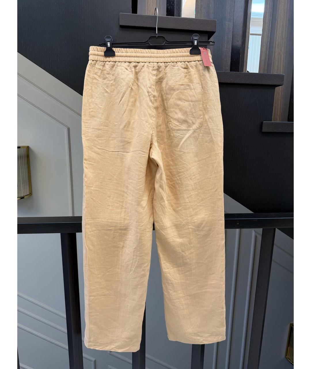 LORO PIANA Бежевые льняные повседневные брюки, фото 2