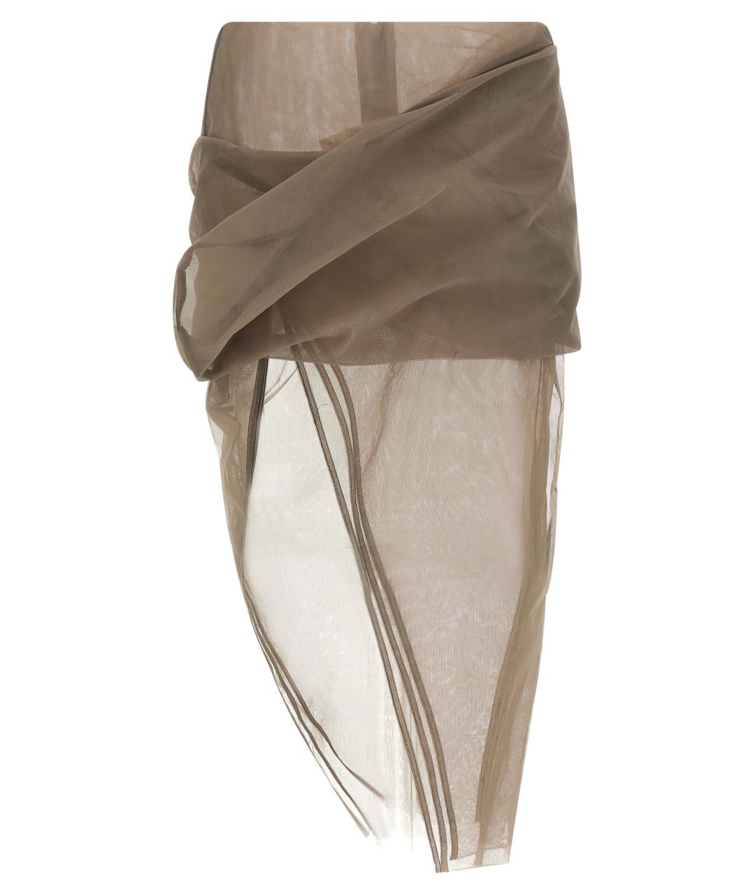 RICK OWENS Серая полиамидовая юбка миди, фото 1