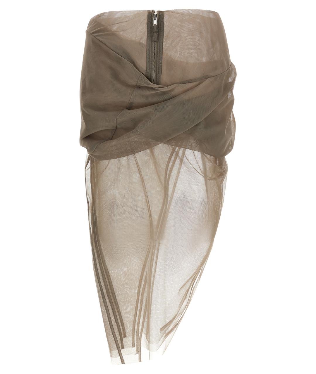 RICK OWENS Серая полиамидовая юбка миди, фото 2