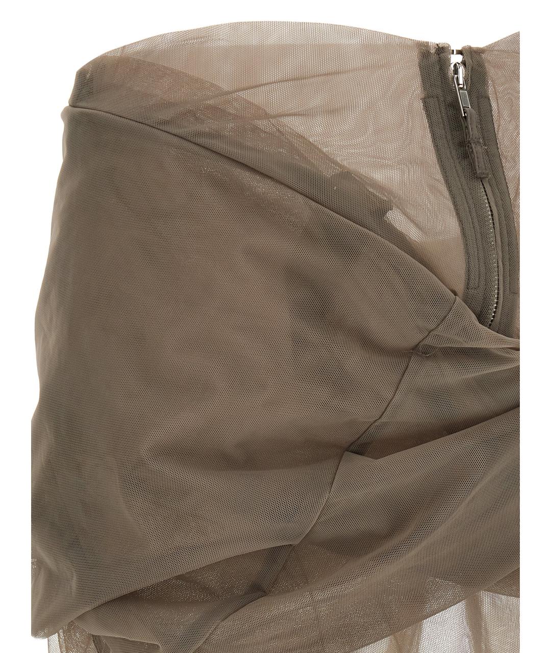 RICK OWENS Серая полиамидовая юбка миди, фото 4