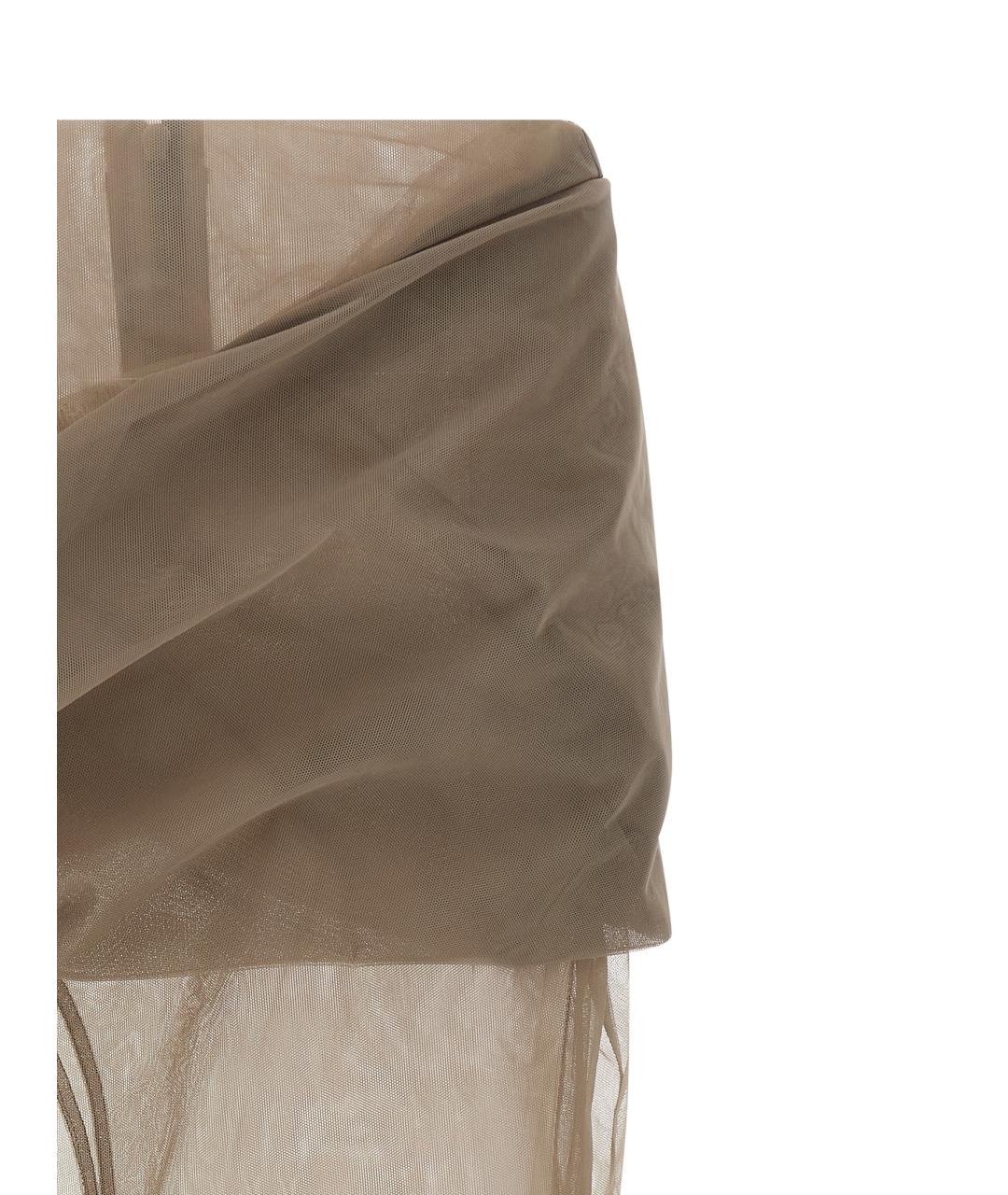 RICK OWENS Серая полиамидовая юбка миди, фото 3