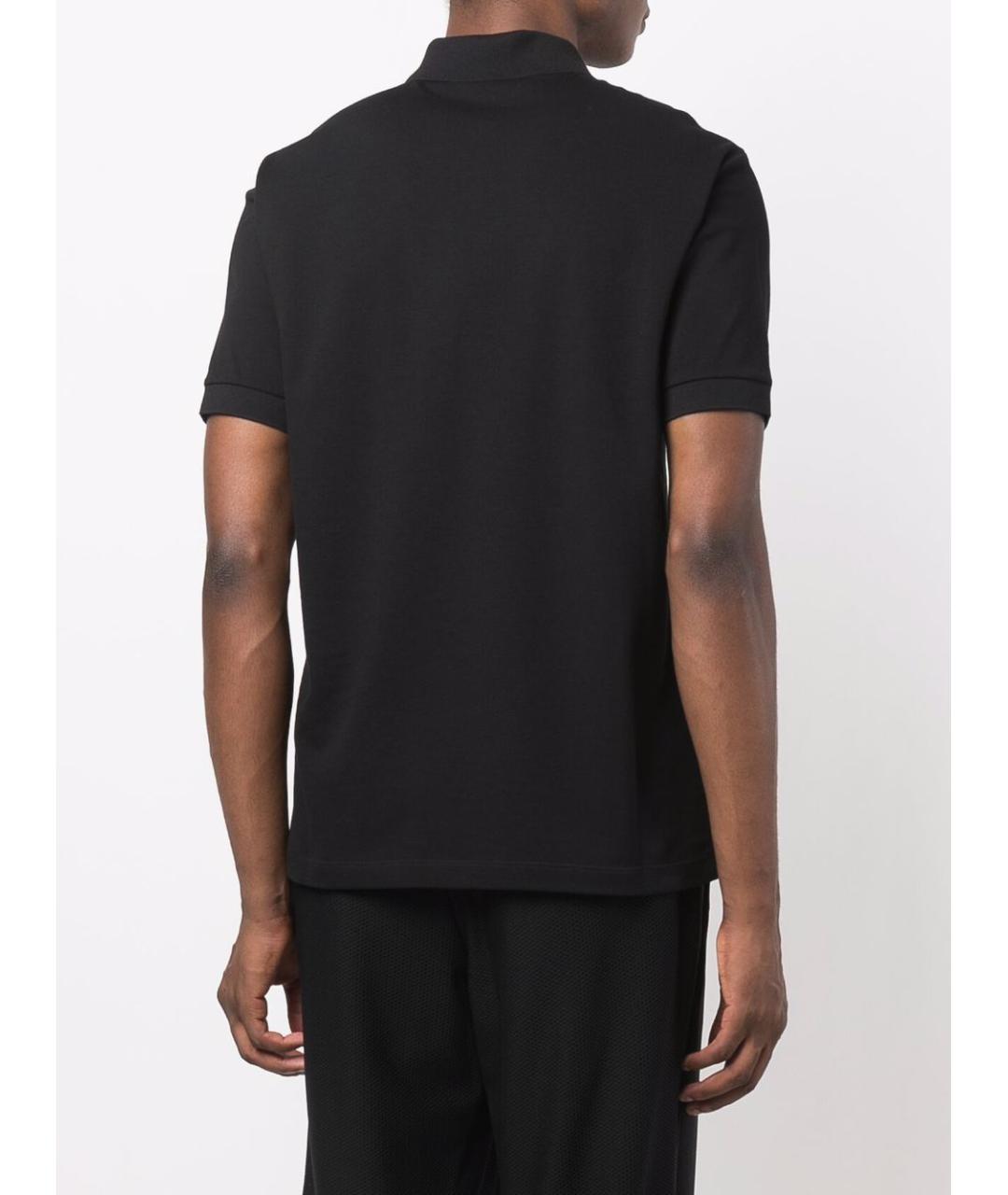 GIORGIO ARMANI Черное хлопковое поло с коротким рукавом, фото 3