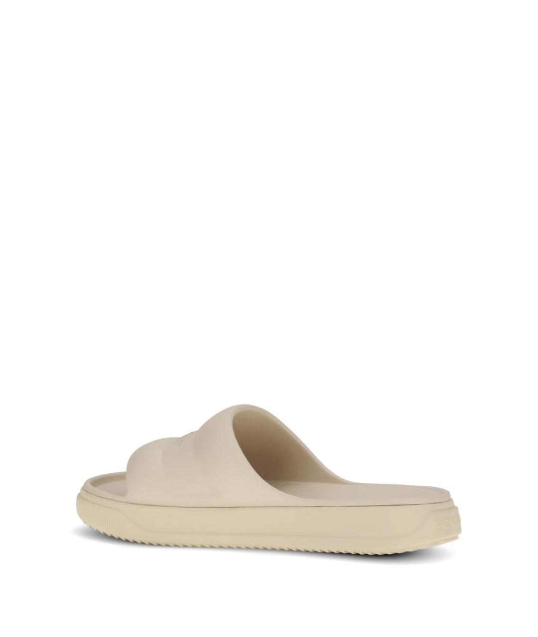 MONCLER Бежевые резиновые шлепанцы, фото 4