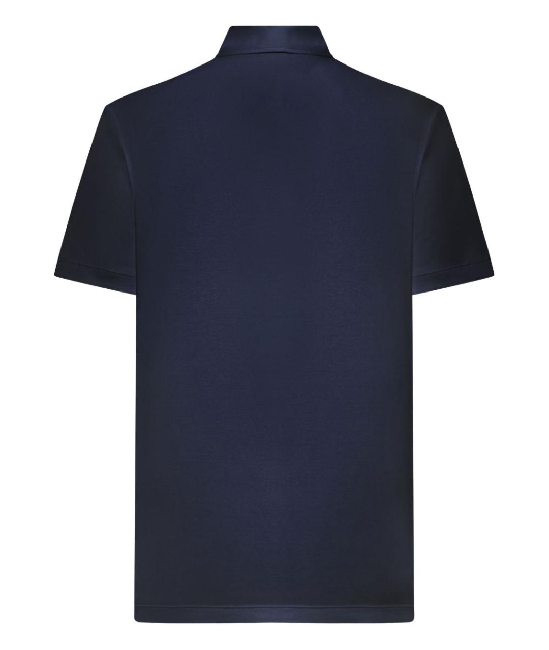 GIORGIO ARMANI Темно-синее хлопковое поло с коротким рукавом, фото 2