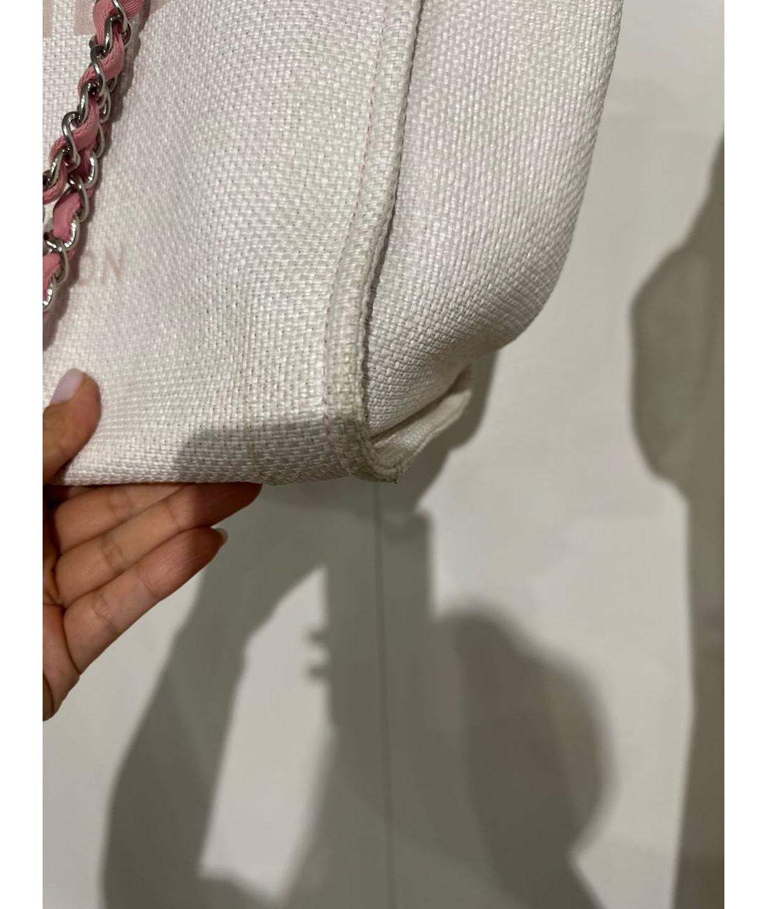 CHANEL Белая тканевая сумка тоут, фото 7