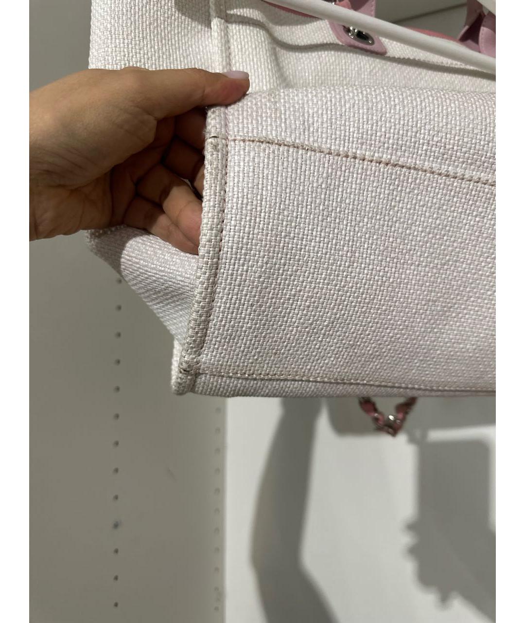 CHANEL Белая тканевая сумка тоут, фото 4
