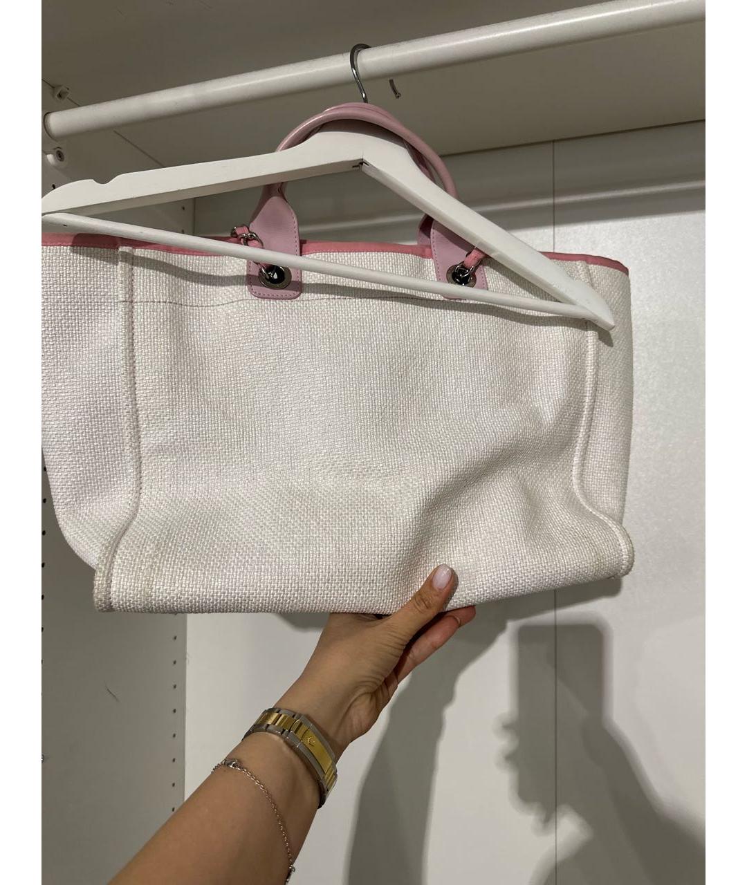 CHANEL Белая тканевая сумка тоут, фото 3