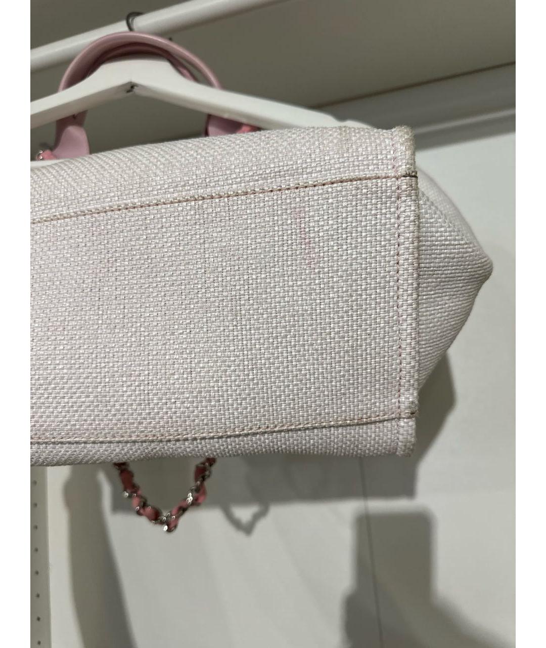 CHANEL Белая тканевая сумка тоут, фото 6