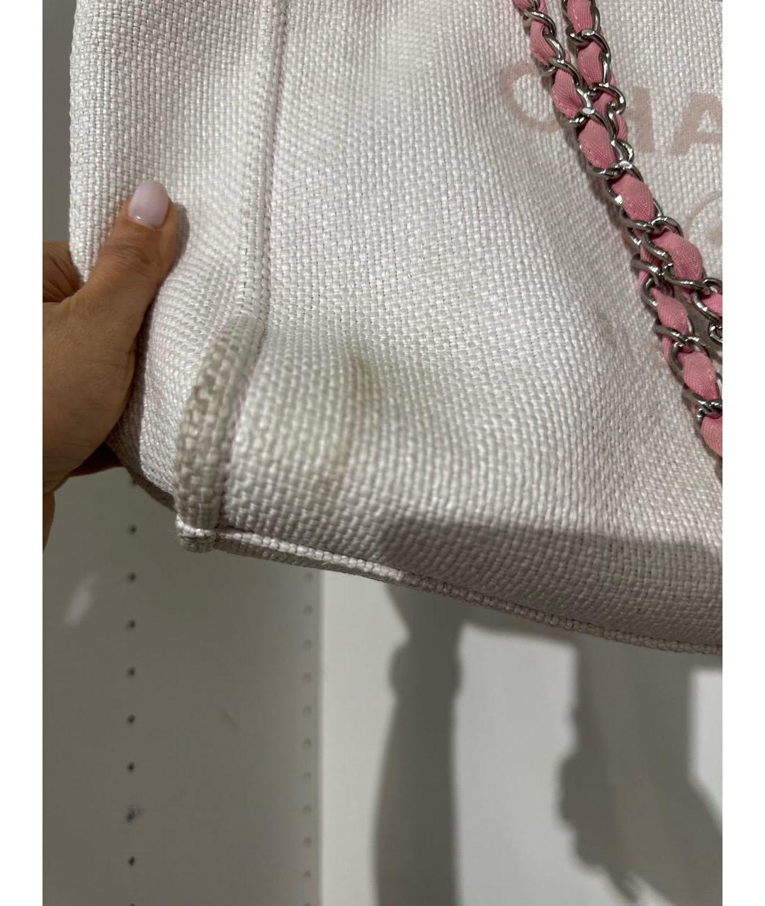 CHANEL Белая тканевая сумка тоут, фото 8