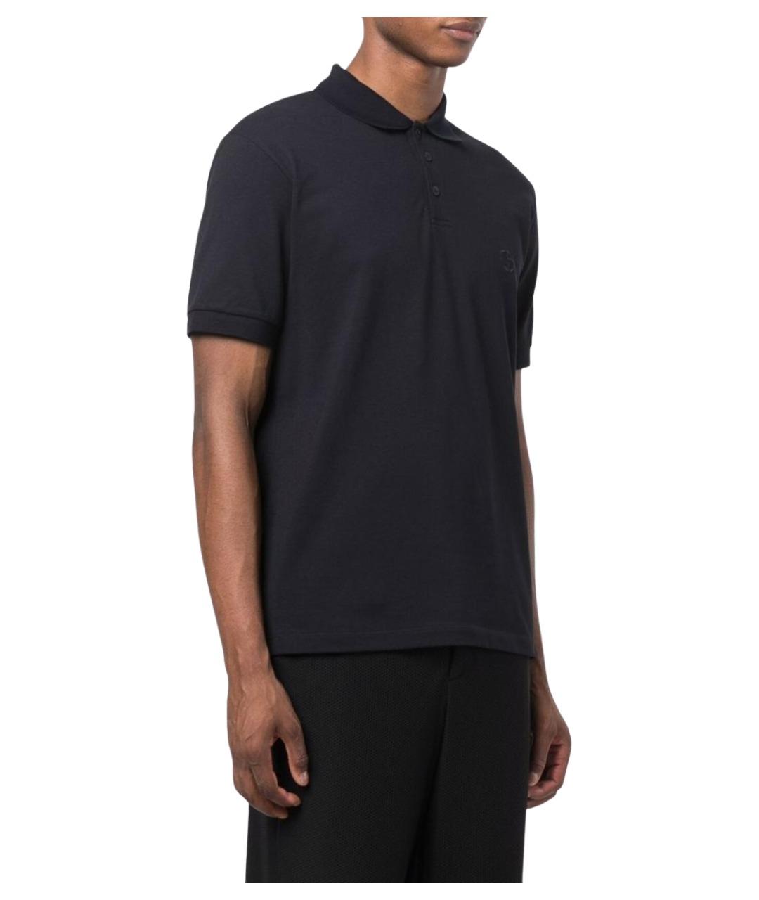 GIORGIO ARMANI Синее хлопковое поло с коротким рукавом, фото 3