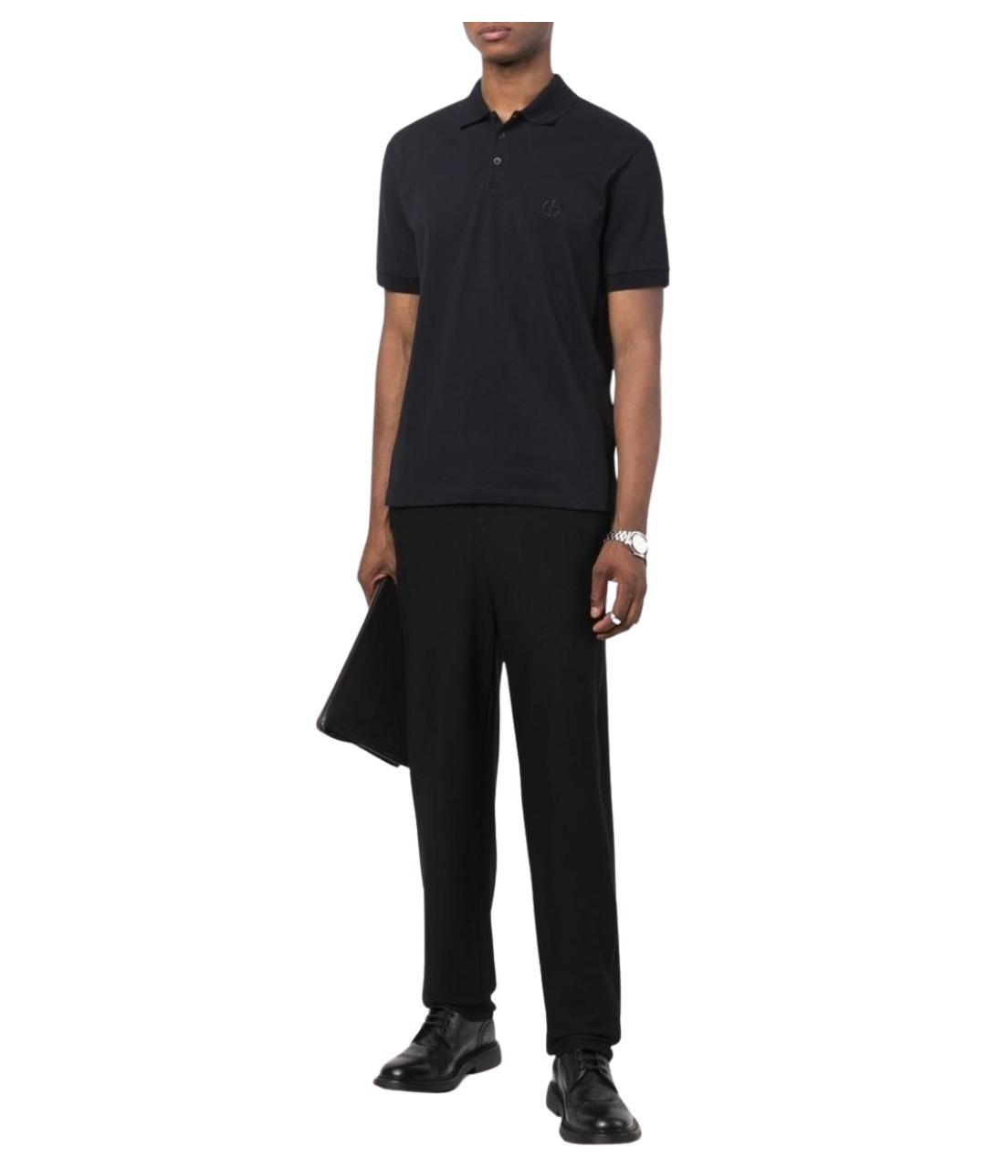 GIORGIO ARMANI Синее хлопковое поло с коротким рукавом, фото 2