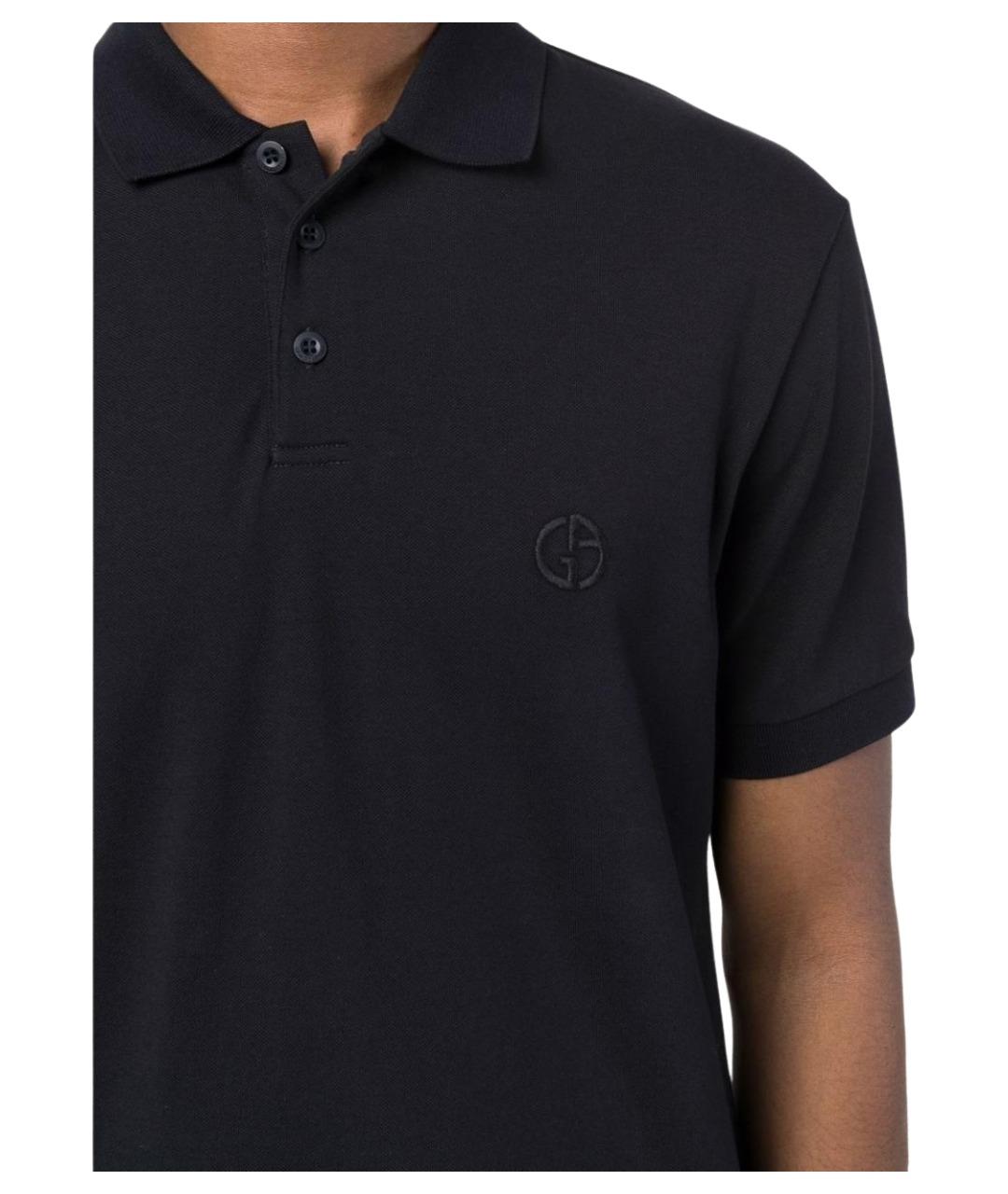 GIORGIO ARMANI Синее хлопковое поло с коротким рукавом, фото 4