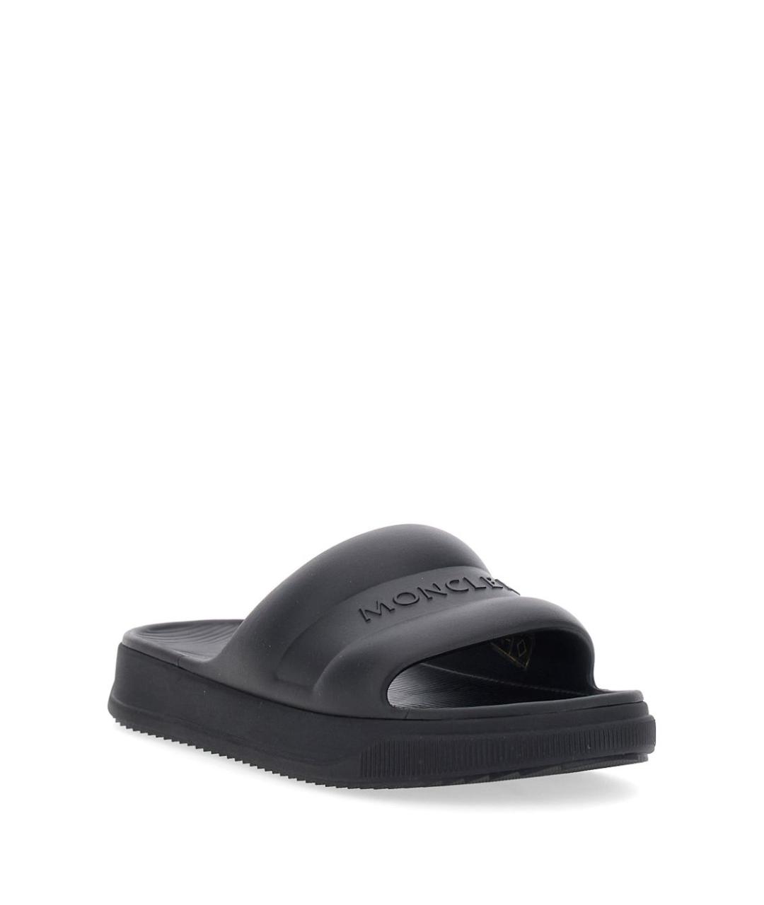 MONCLER Черные резиновые шлепанцы, фото 3