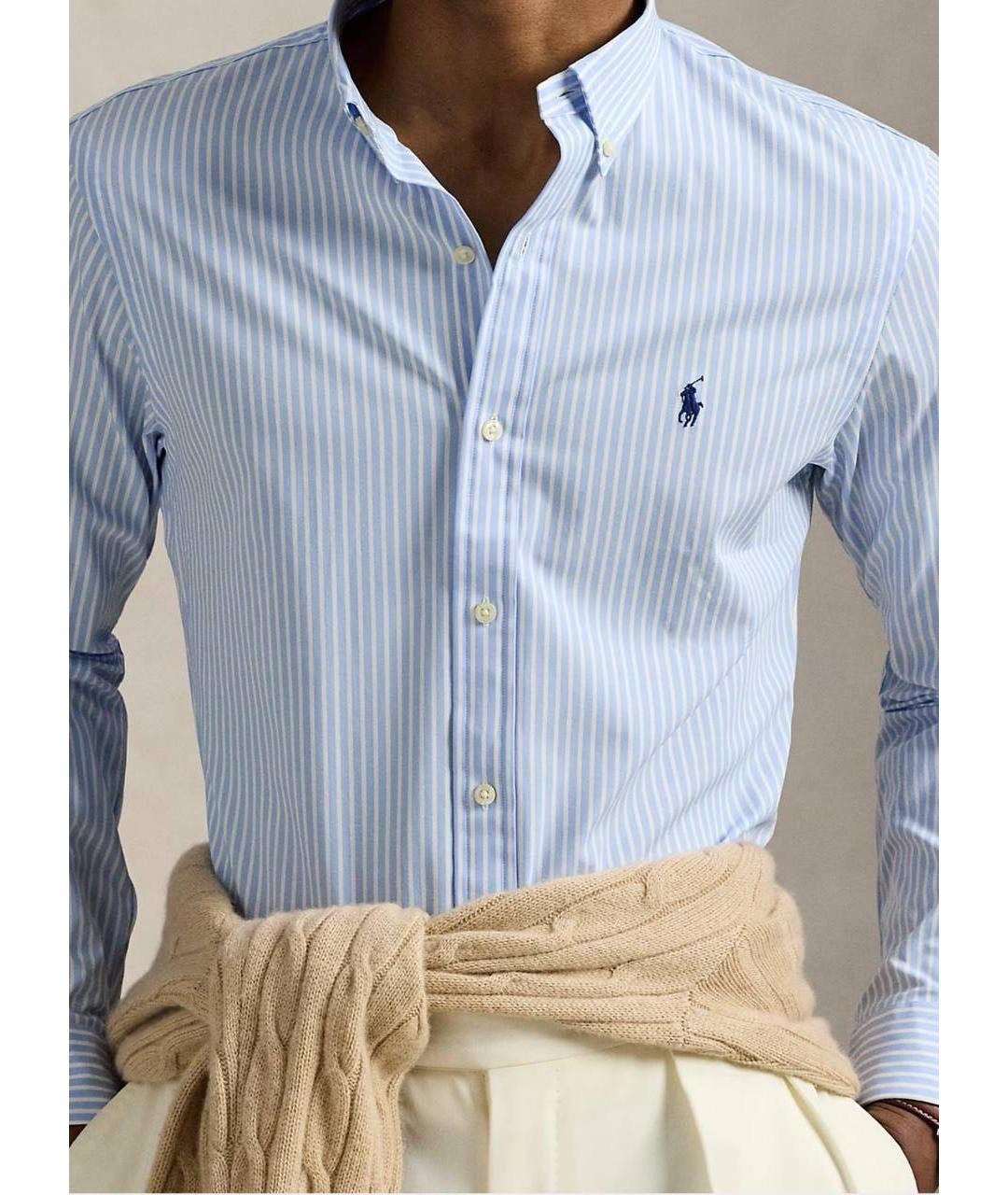 POLO RALPH LAUREN Голубая хлопковая классическая рубашка, фото 3