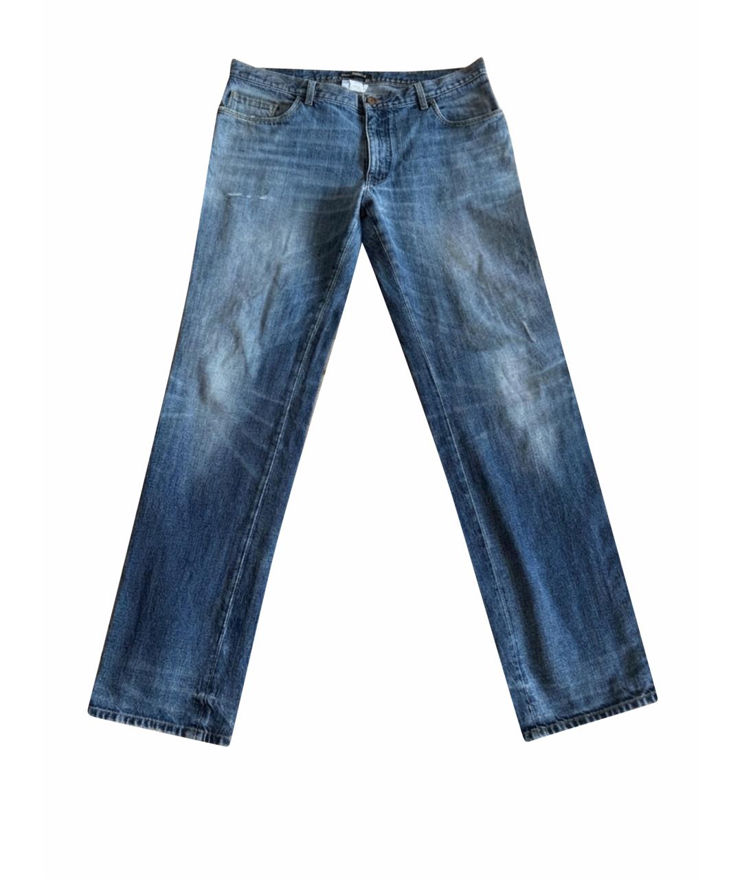DOLCE&GABBANA Синие хлопковые прямые джинсы, фото 1