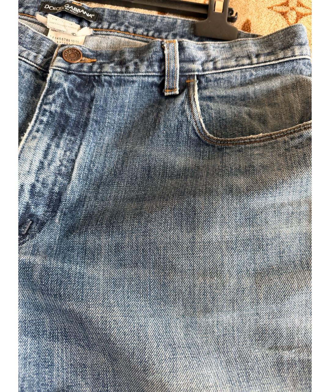 DOLCE&GABBANA Синие хлопковые прямые джинсы, фото 4
