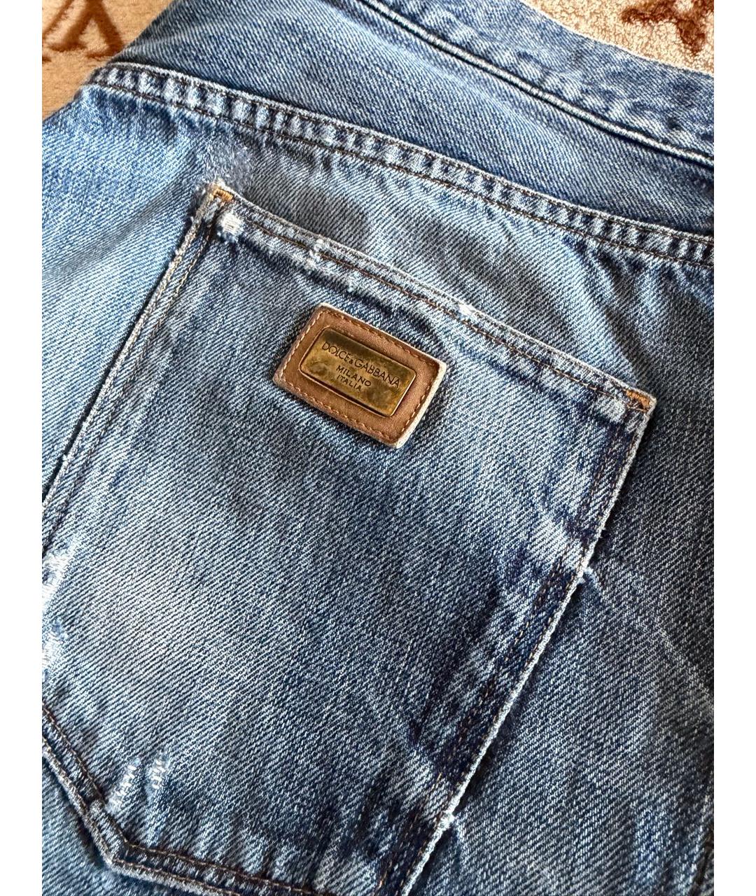 DOLCE&GABBANA Синие хлопковые прямые джинсы, фото 6